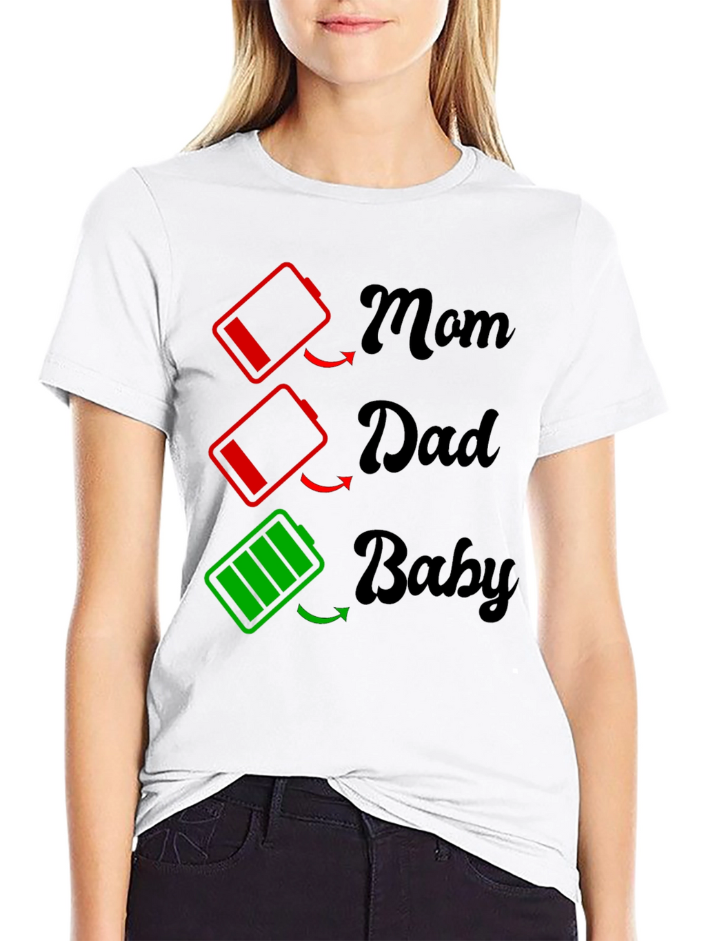 Family Battery T-Shirt - Mom Dad Baby Power Levels