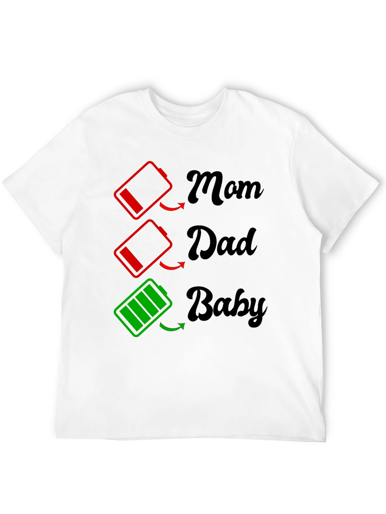 Family Battery T-Shirt - Mom Dad Baby Power Levels