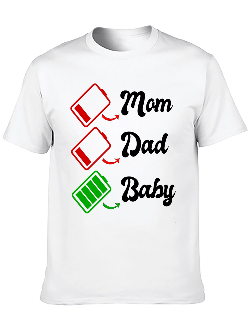 Family Battery T-Shirt - Mom Dad Baby Power Levels