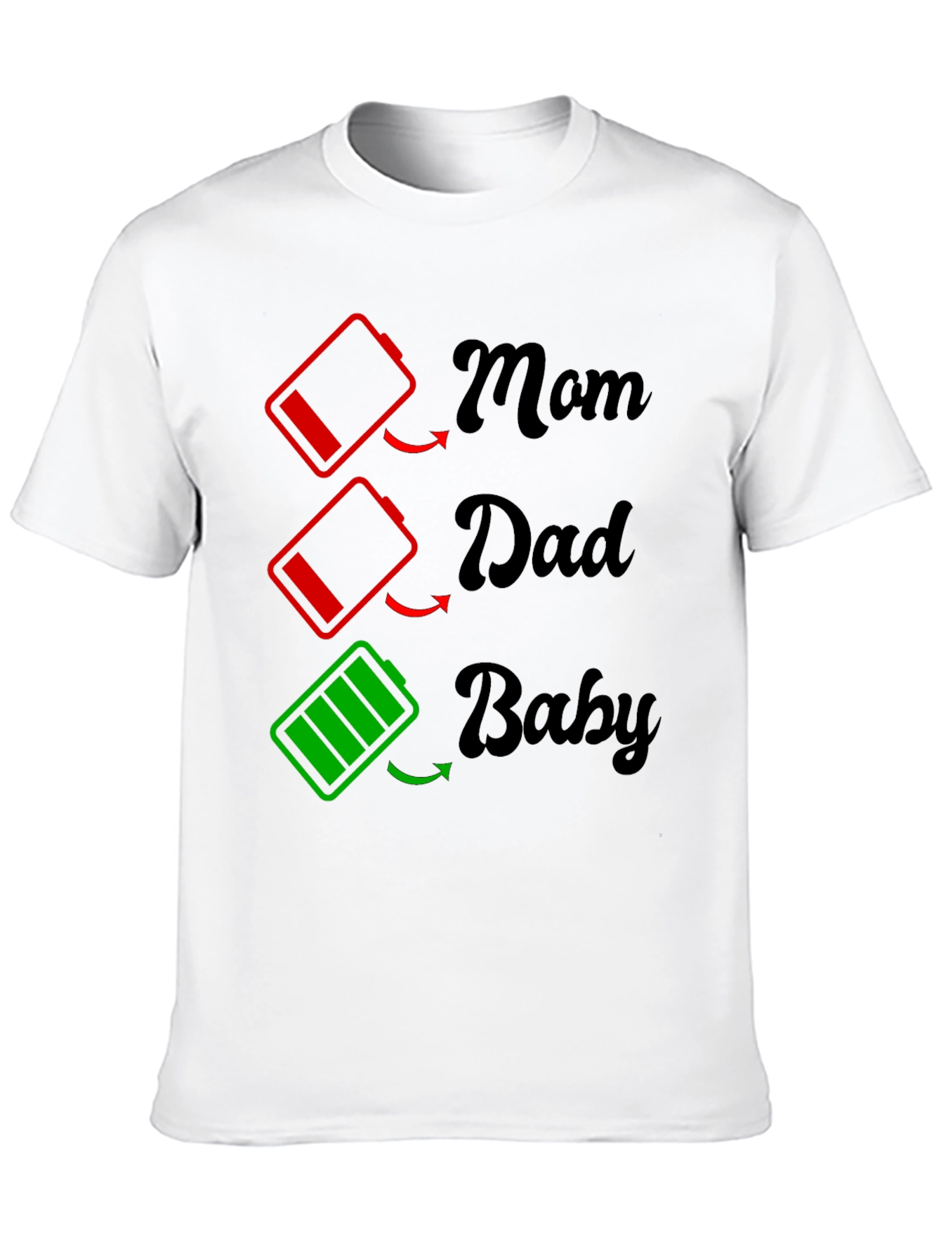 Family Battery T-Shirt - Mom Dad Baby Power Levels
