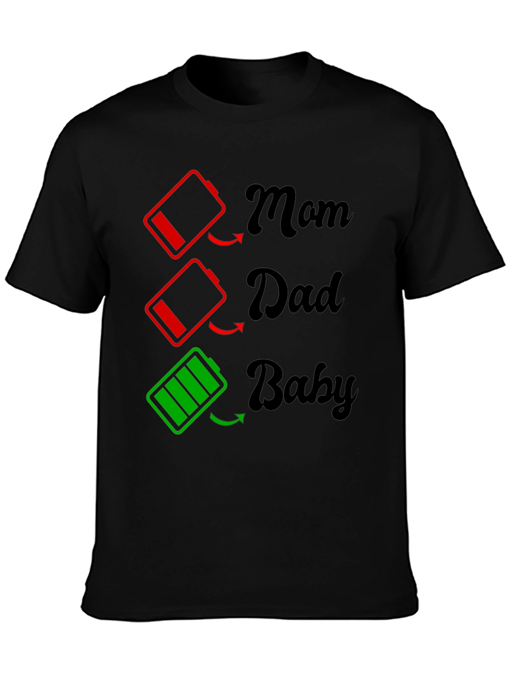 Family Battery T-Shirt - Mom Dad Baby Power Levels