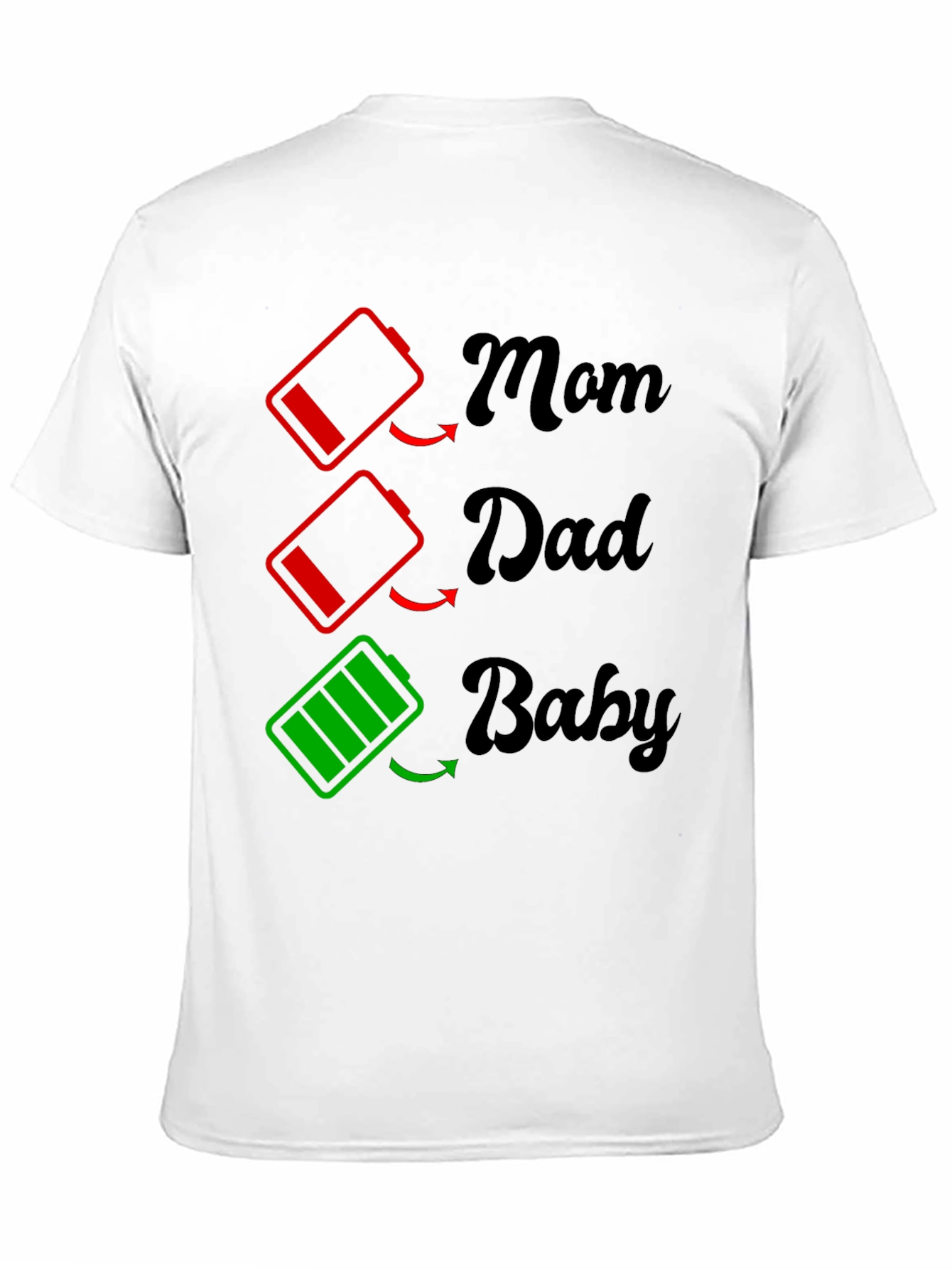 Family Battery T-Shirt - Mom Dad Baby Power Levels