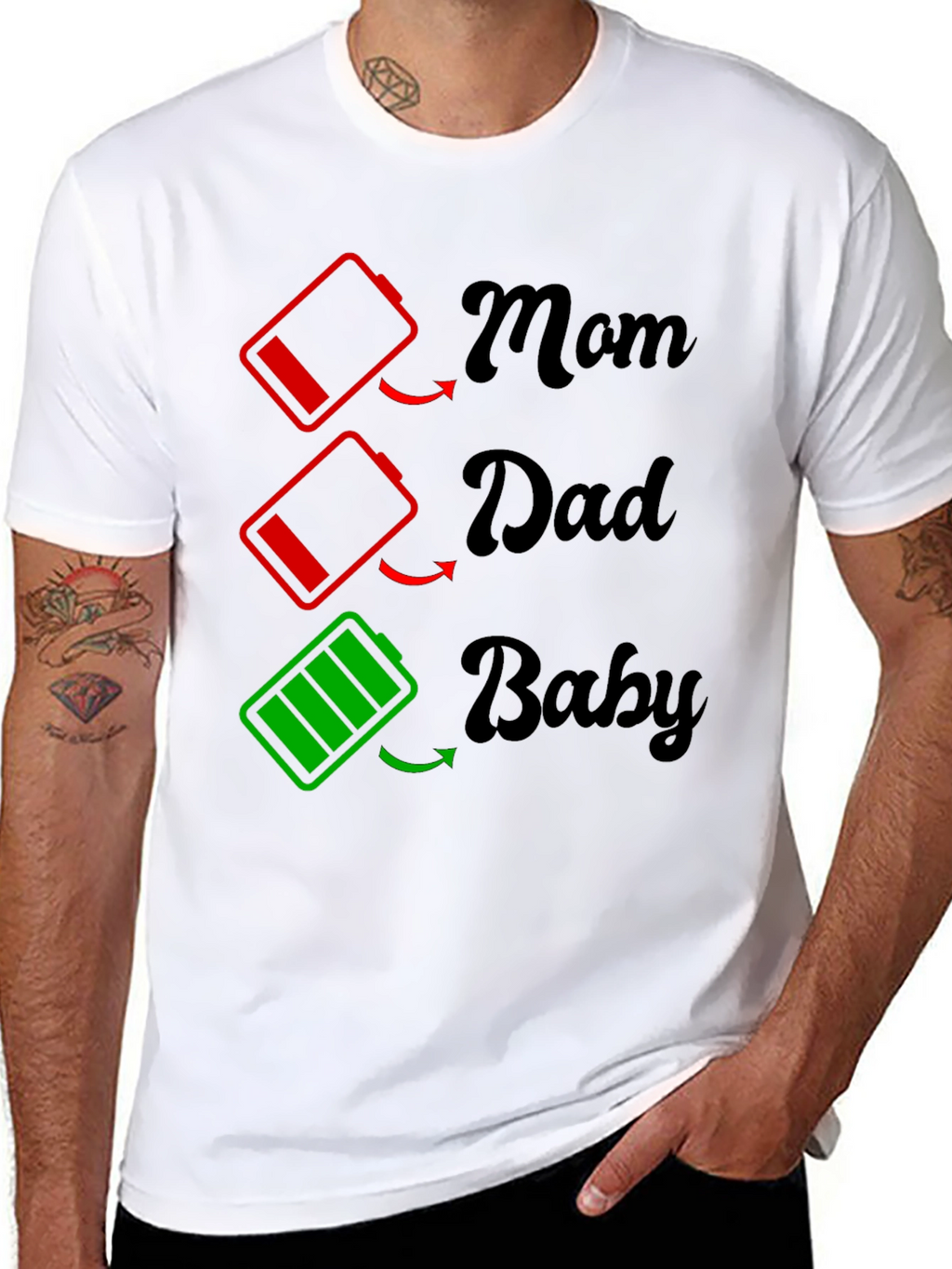 Family Battery T-Shirt - Mom Dad Baby Power Levels