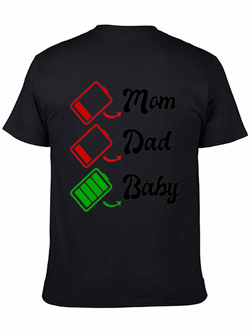 Family Battery T-Shirt - Mom Dad Baby Power Levels