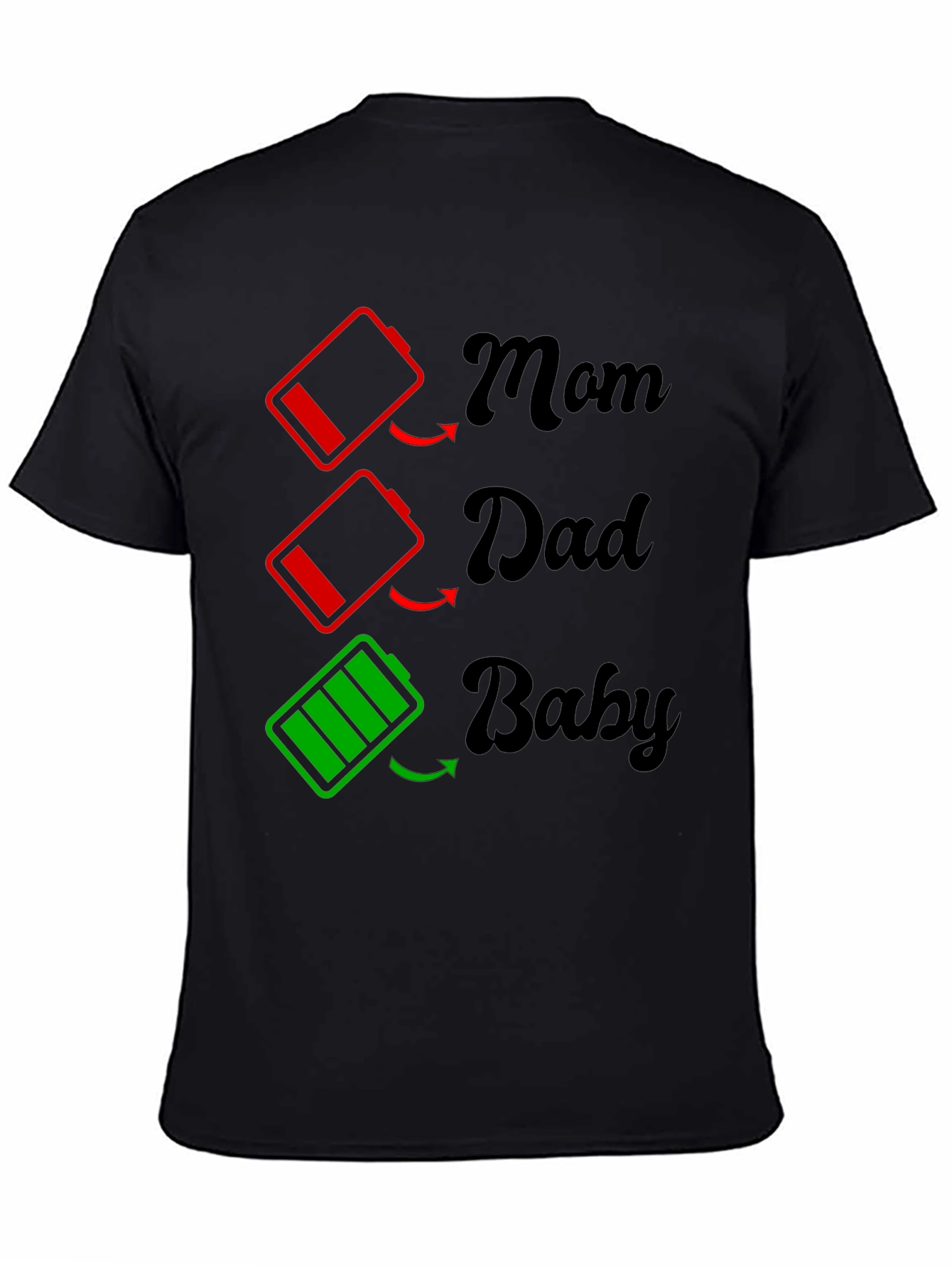 Family Battery T-Shirt - Mom Dad Baby Power Levels
