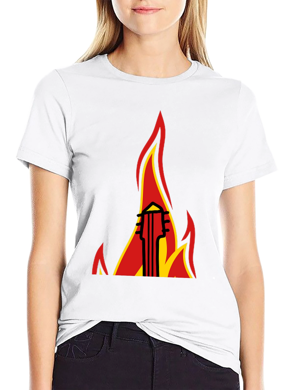 Flaming Guitar Graphic Tee - Rock On!
