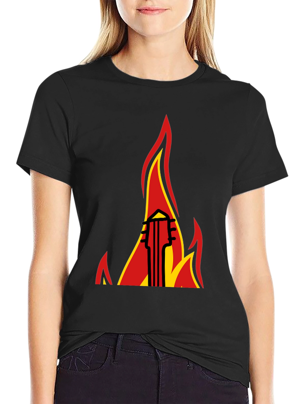 Flaming Guitar Graphic Tee - Rock On!