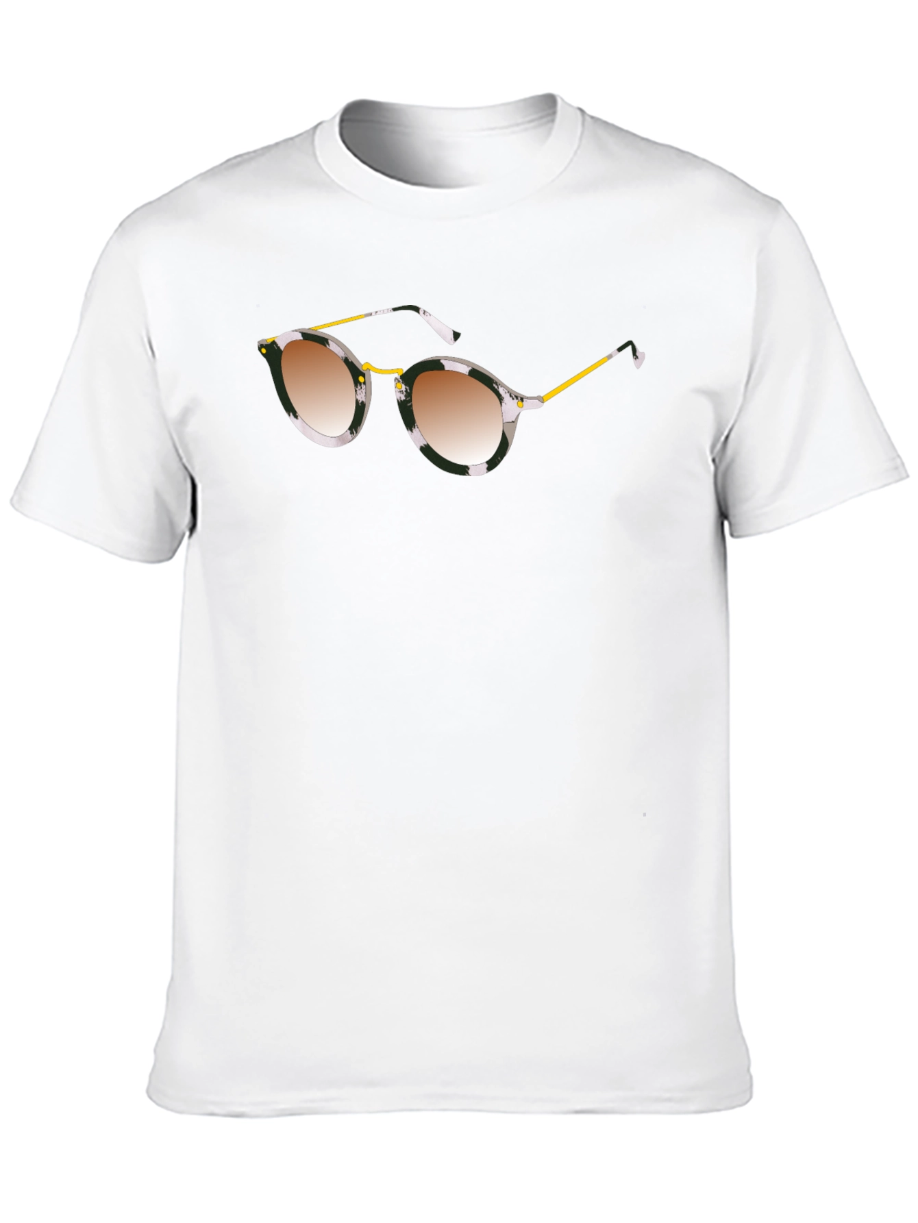Stylish Black Graphic Tee with Sunglasses Print