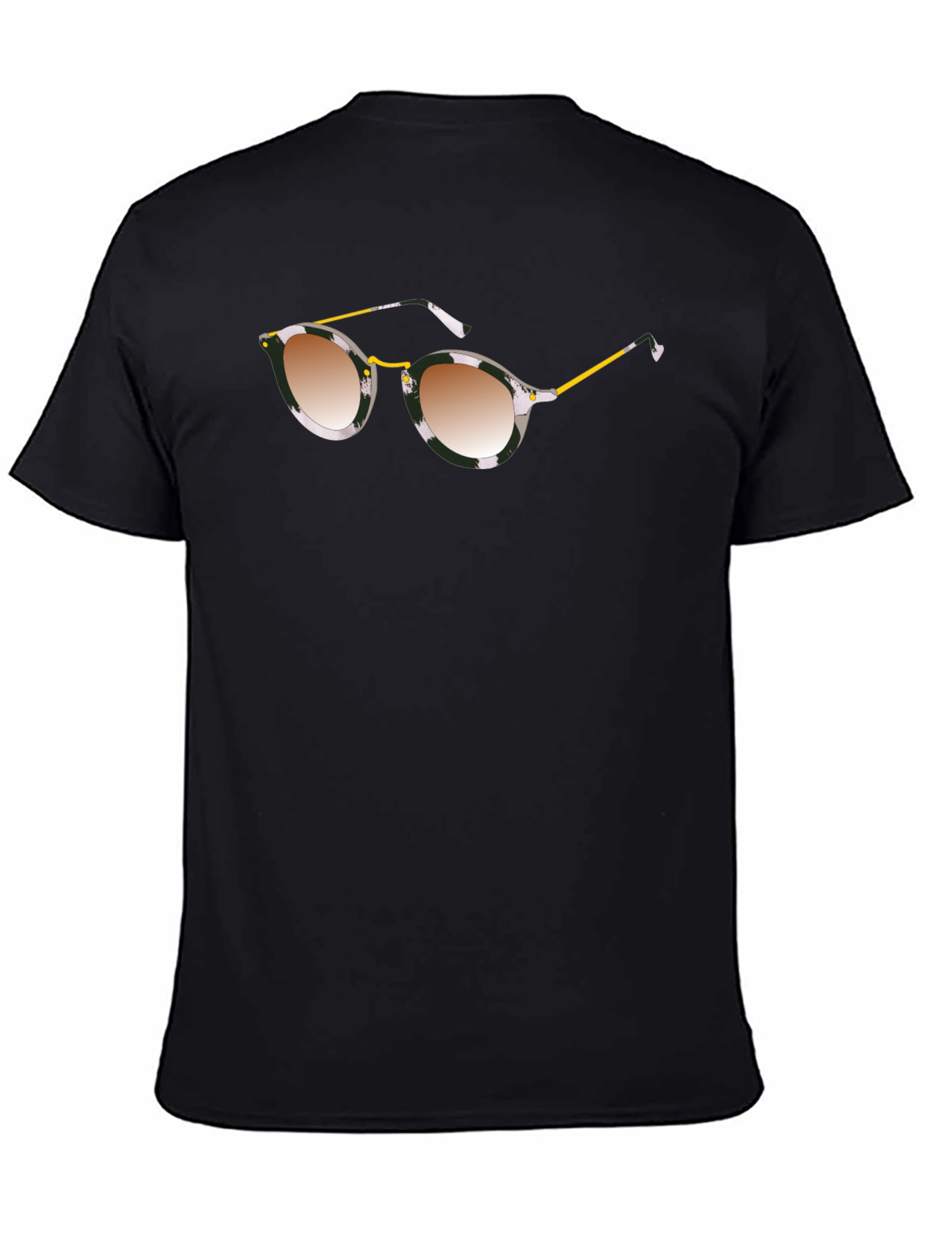 Stylish Black Graphic Tee with Sunglasses Print