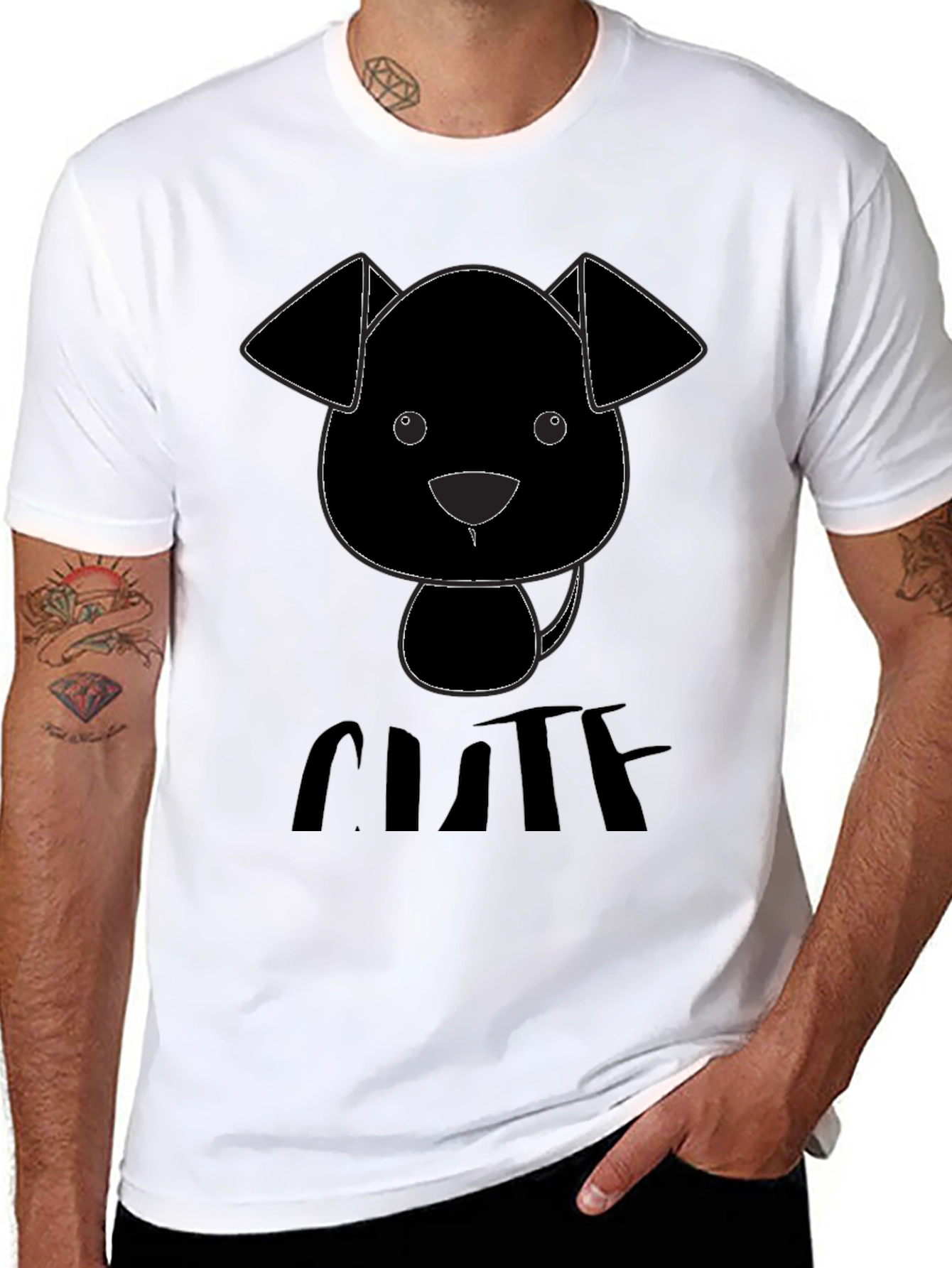 Cute Puppy Graphic Black T-Shirt