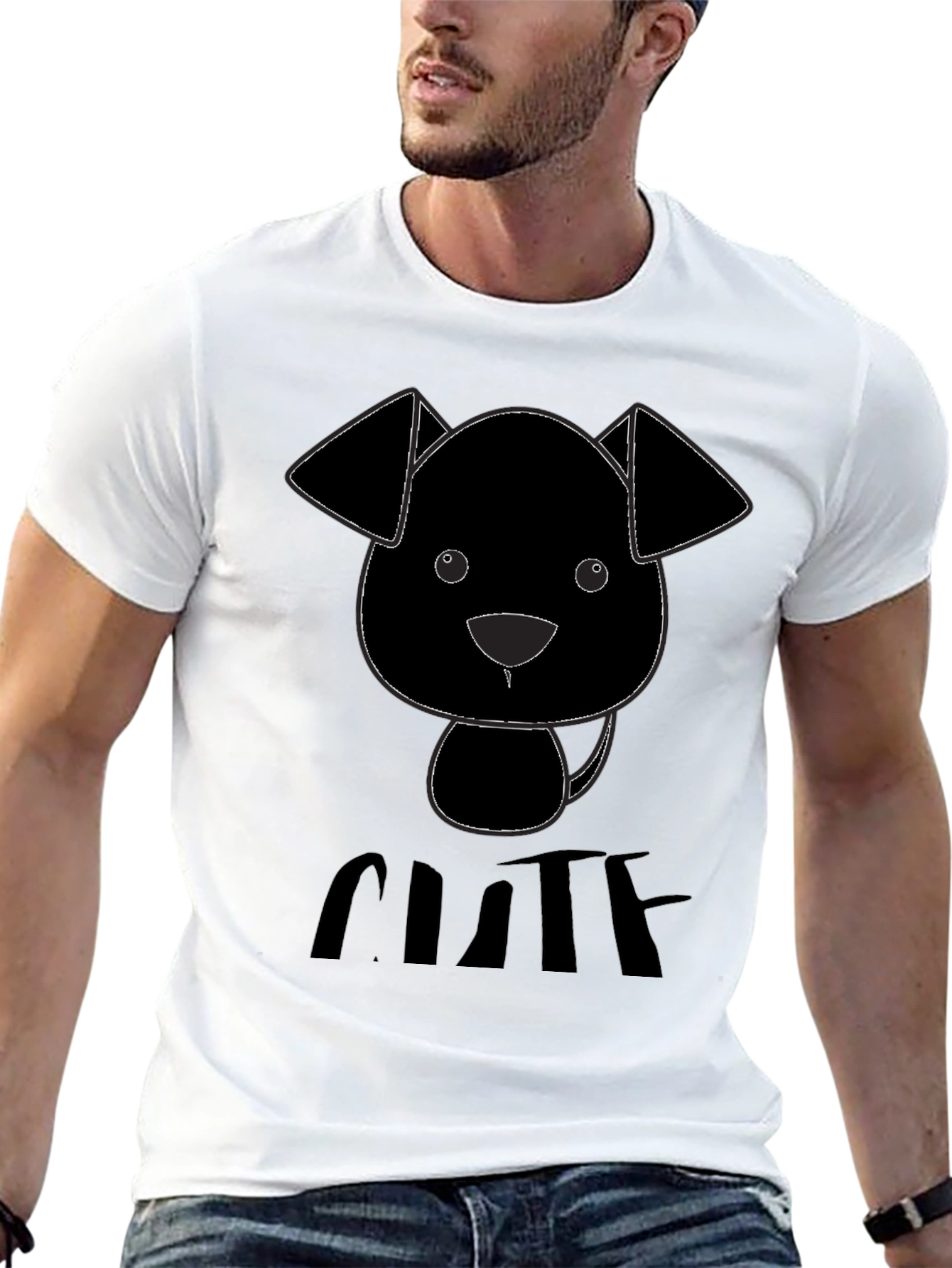 Cute Puppy Graphic Black T-Shirt