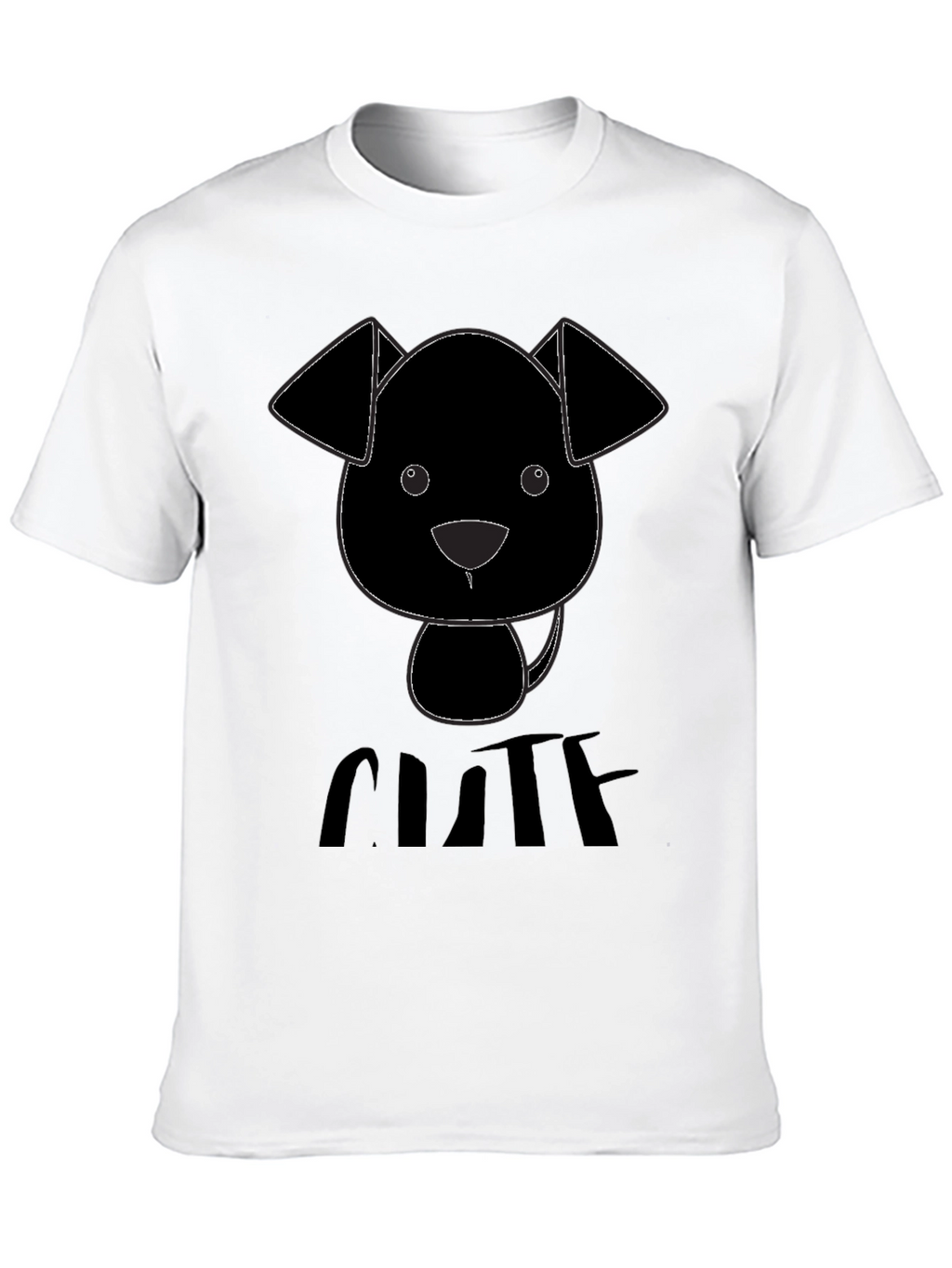Cute Puppy Graphic Black T-Shirt
