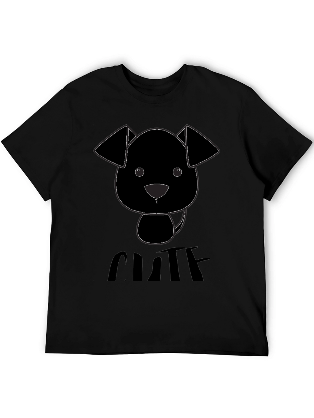 Cute Puppy Graphic Black T-Shirt