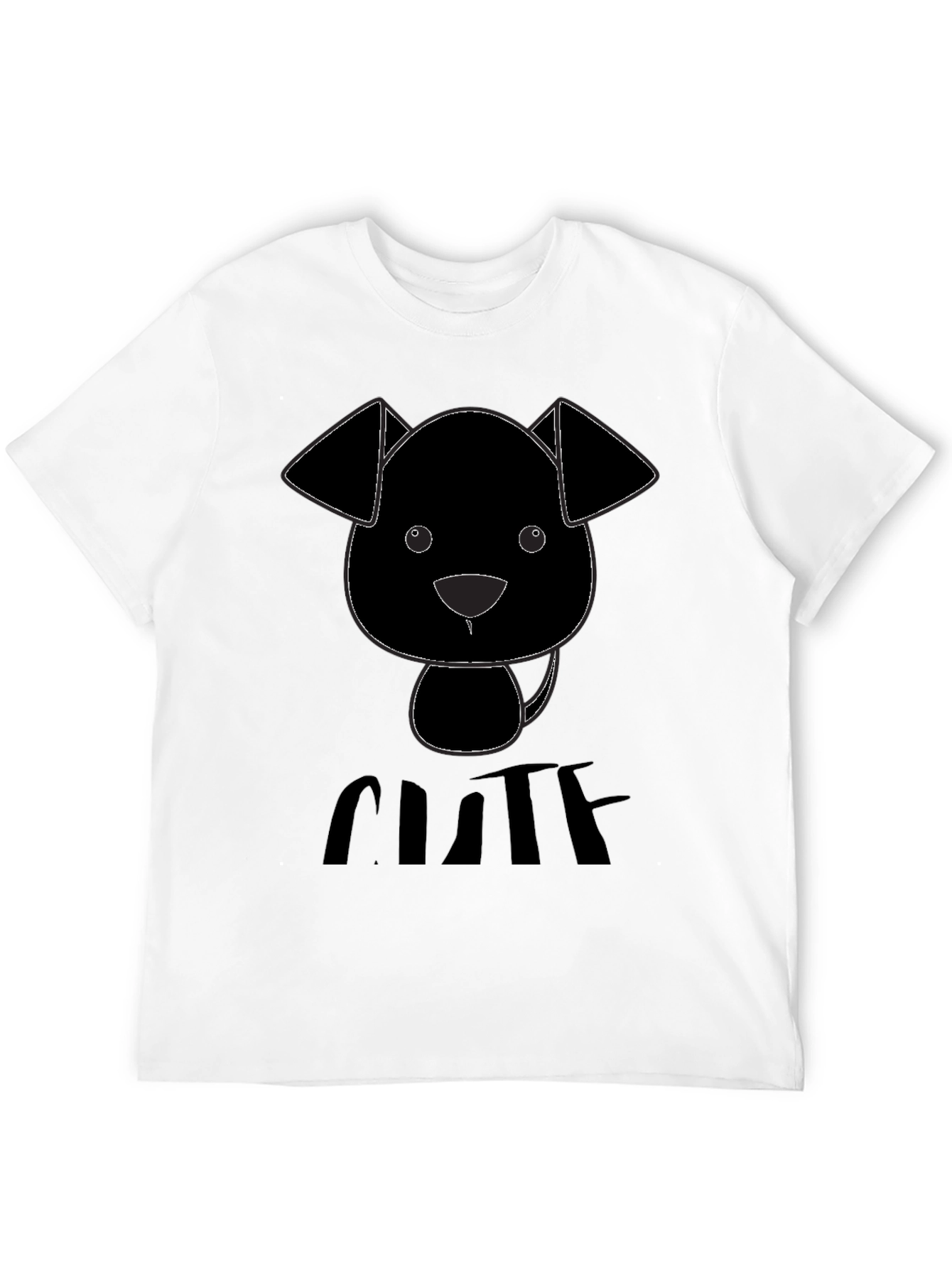 Cute Puppy Graphic Black T-Shirt