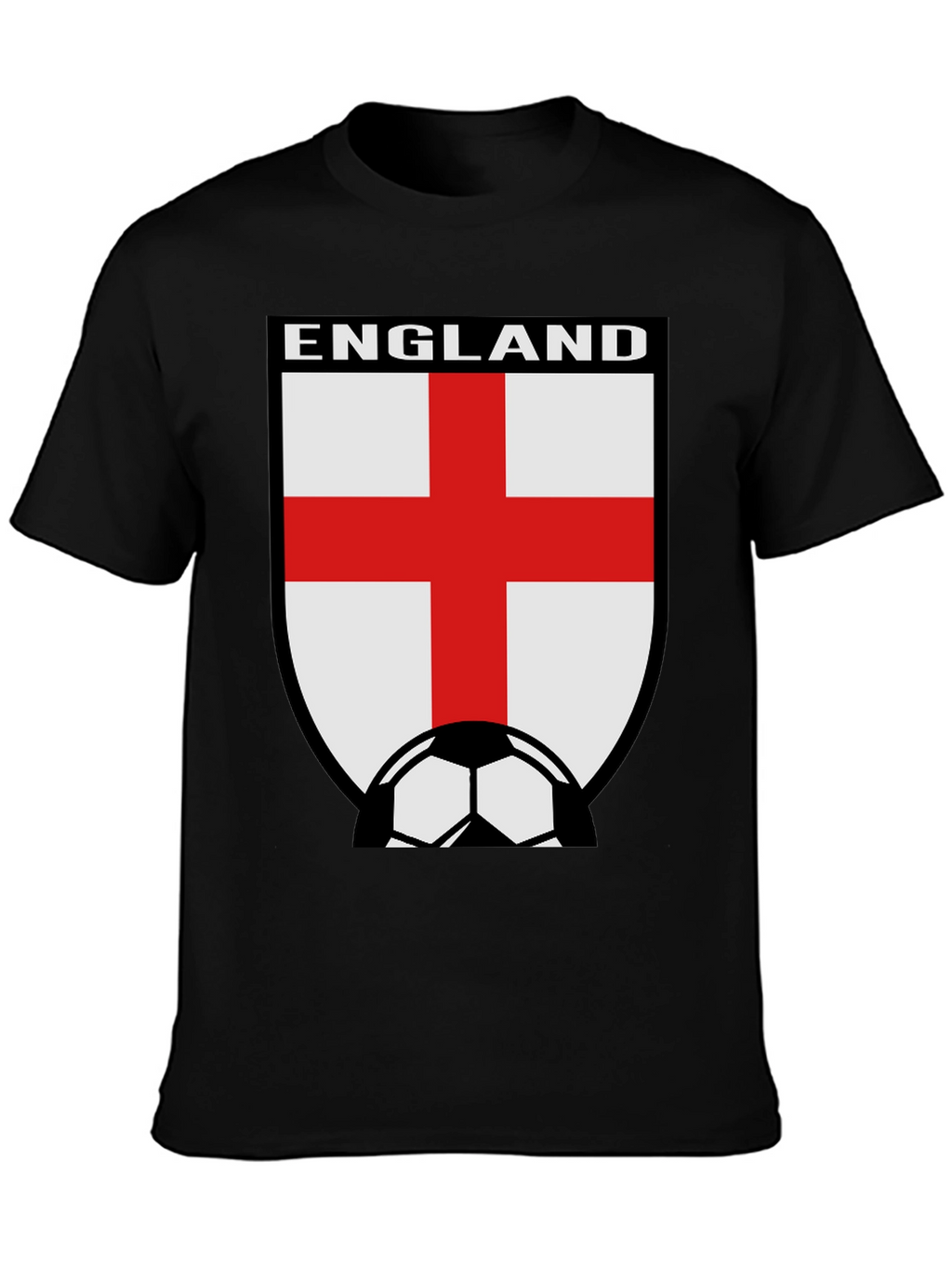 England Soccer T-Shirt - Black Cotton Tee