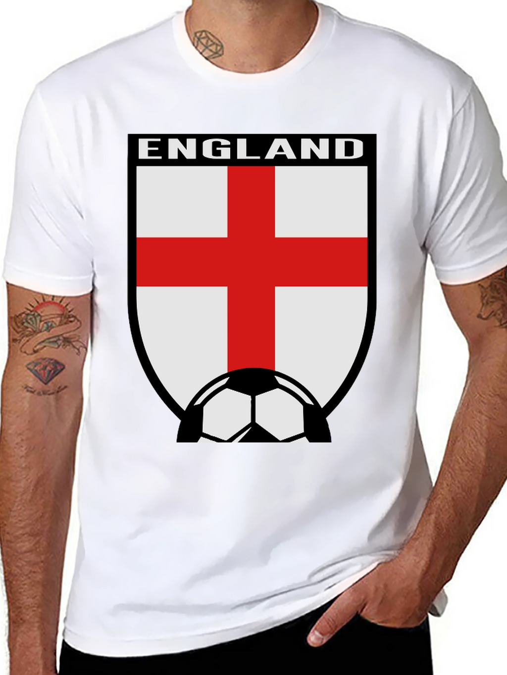 England Soccer T-Shirt - Black Cotton Tee