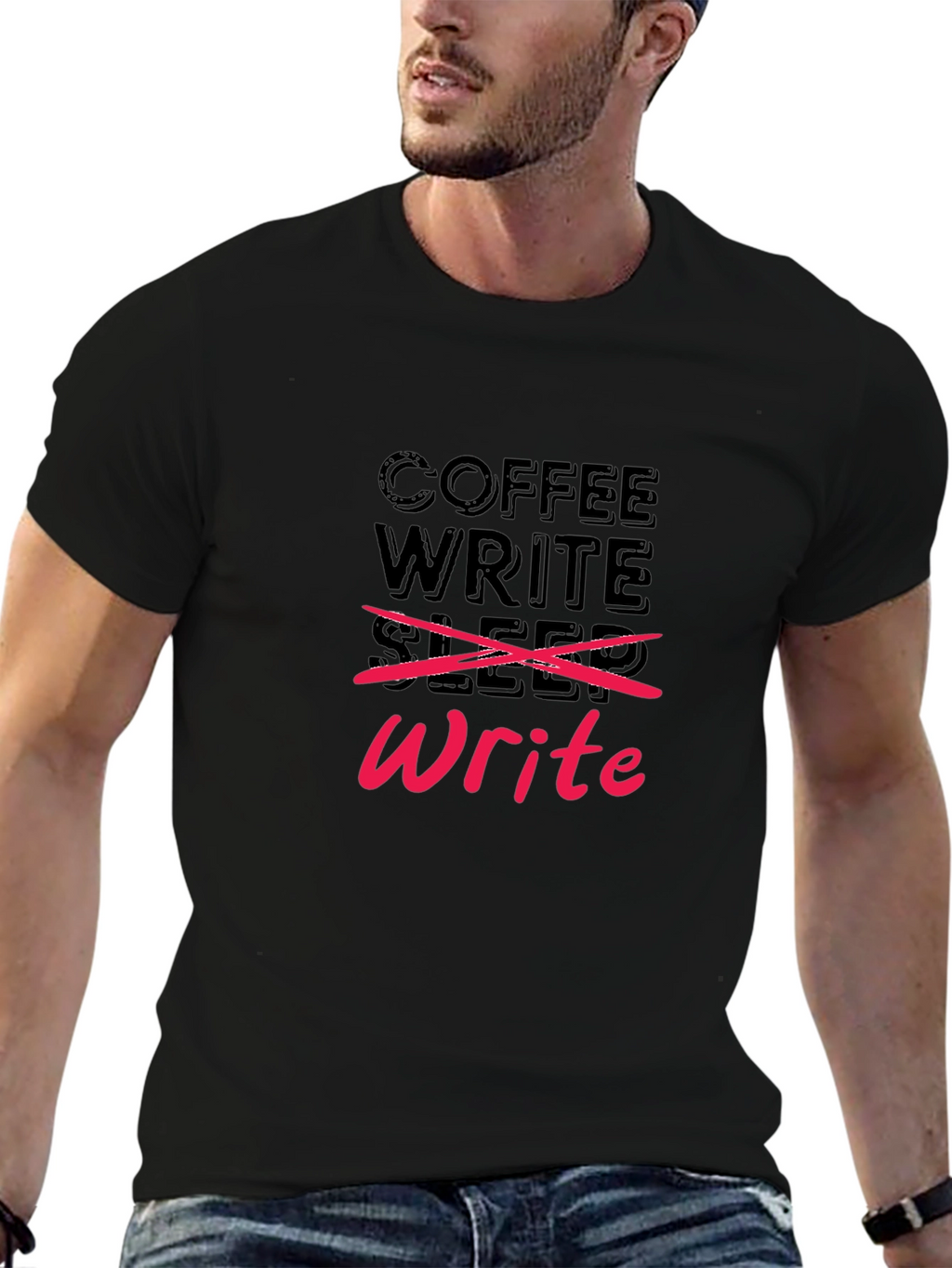 Coffee Write Sleep Repeat Novelty T-Shirt