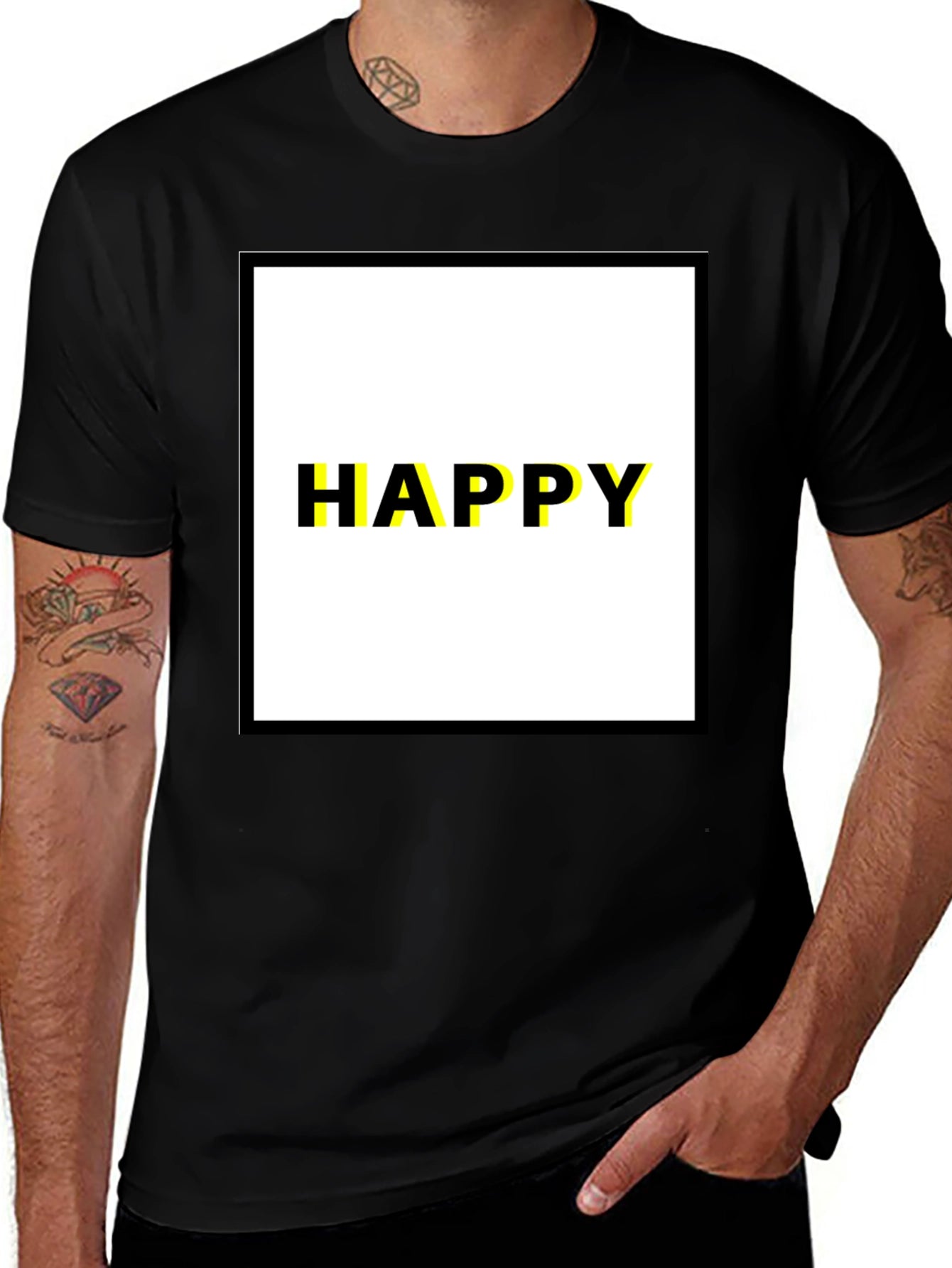 Happy Graphic Tee - Modern Black T-Shirt