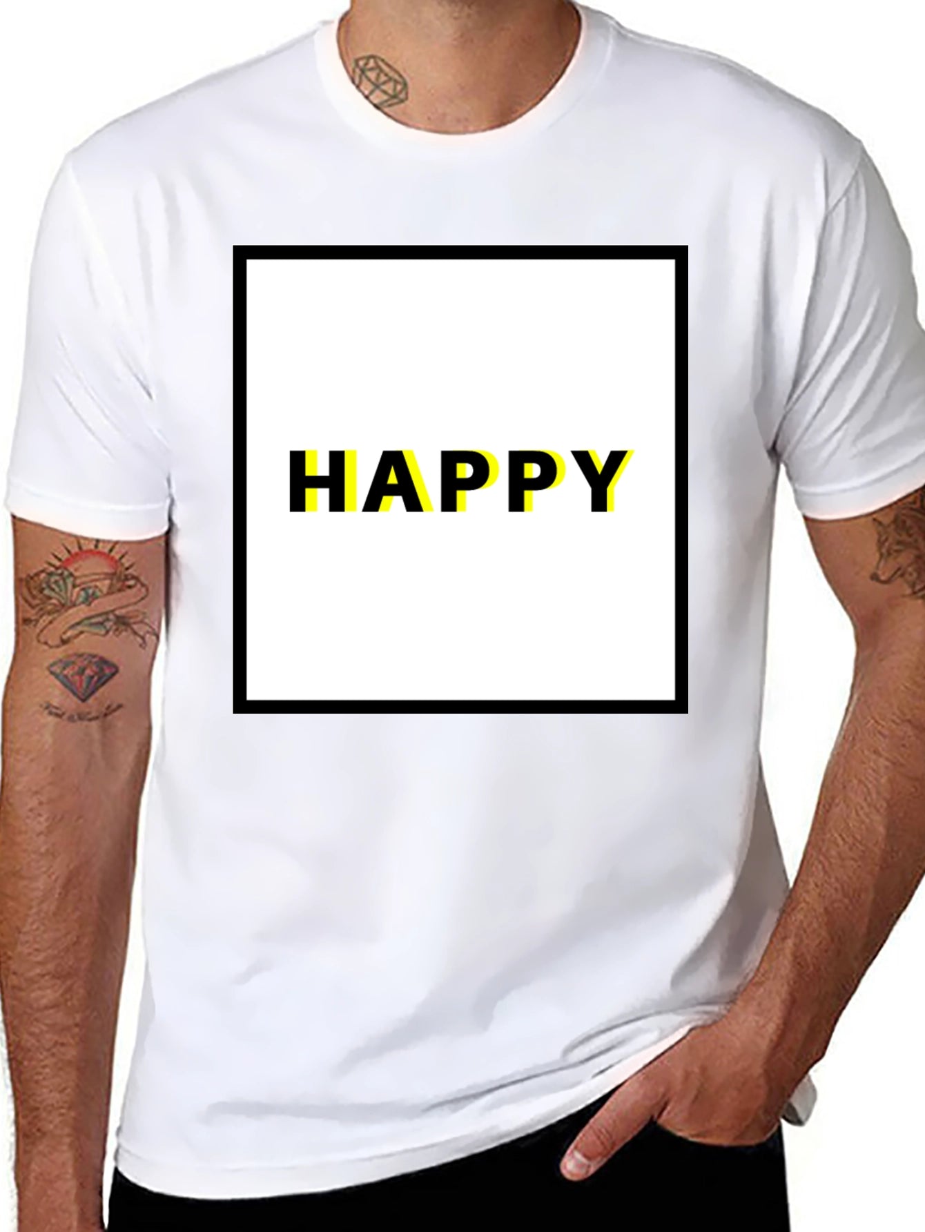 Happy Graphic Tee - Modern Black T-Shirt