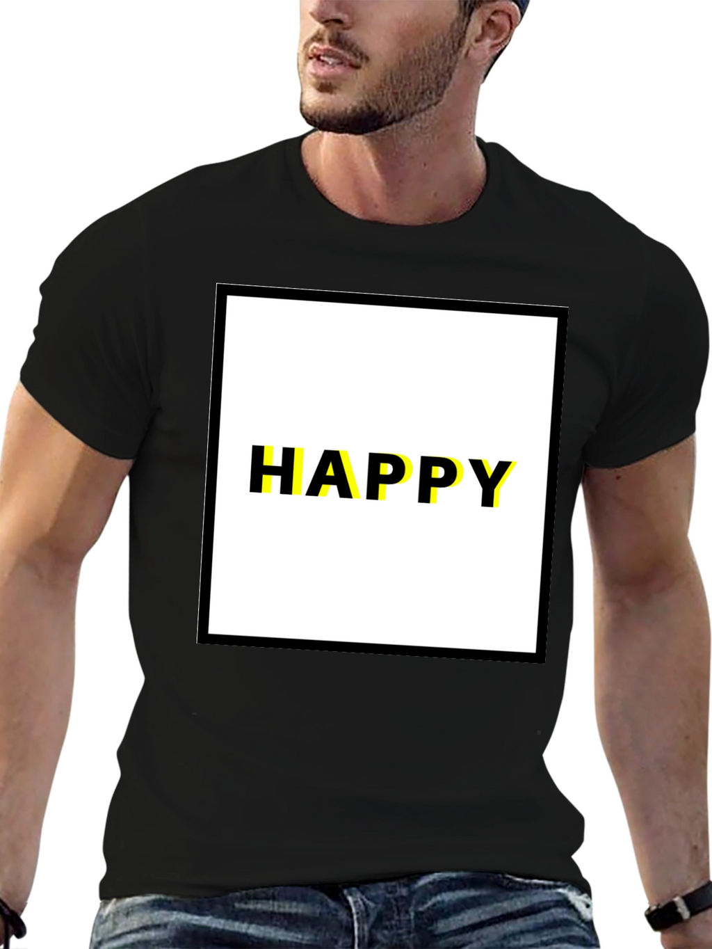 Happy Graphic Tee - Modern Black T-Shirt