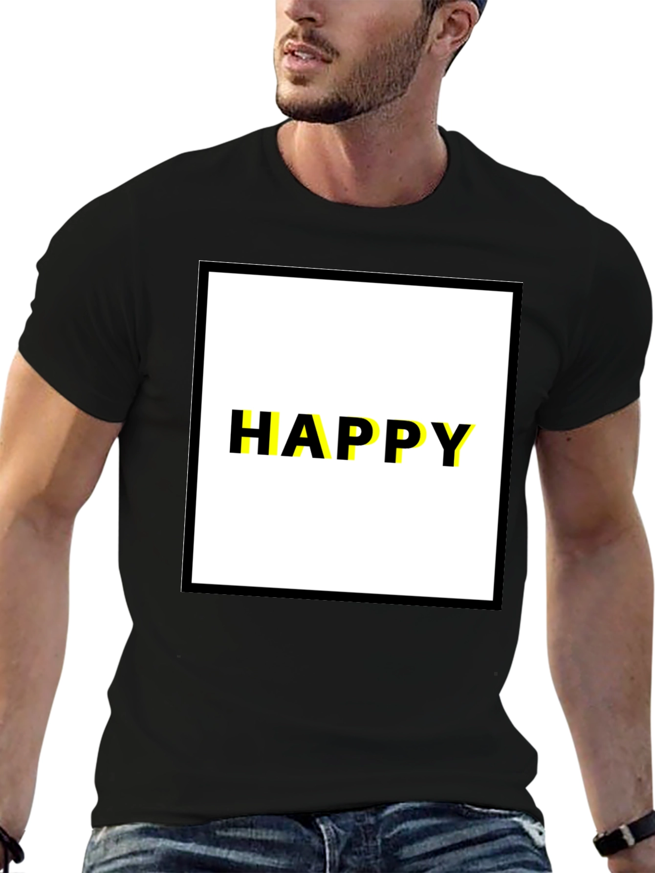 Happy Graphic Tee - Modern Black T-Shirt
