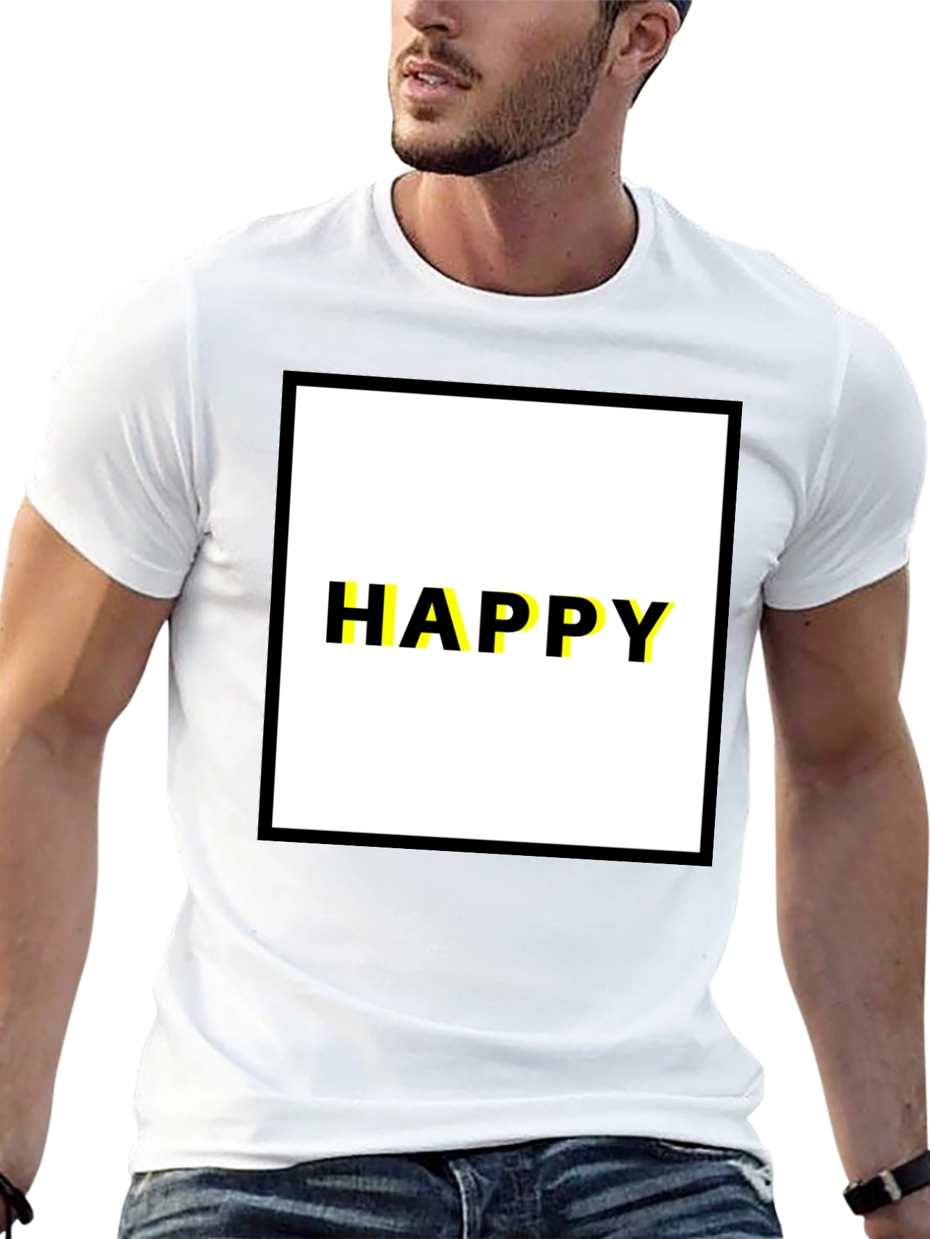 Happy Graphic Tee - Modern Black T-Shirt