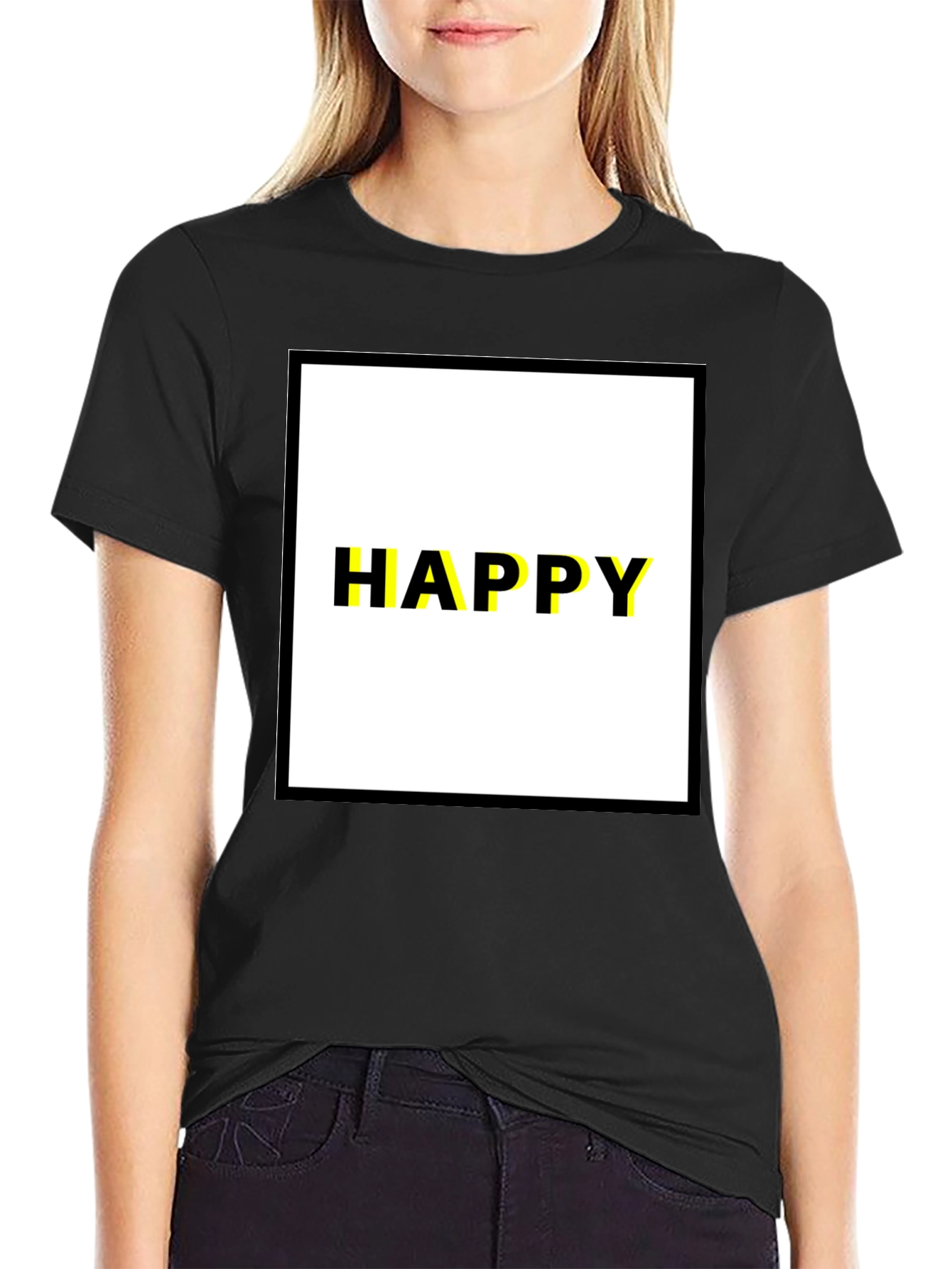 Happy Graphic Tee - Modern Black T-Shirt