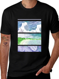 Scenic Panel T-Shirt - Clouds Beach Mountains