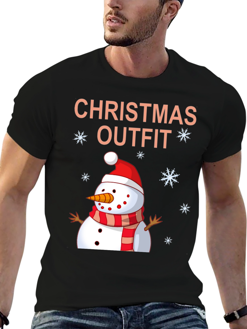 Festive Christmas Outfit Snowman Graphic T-Shirt