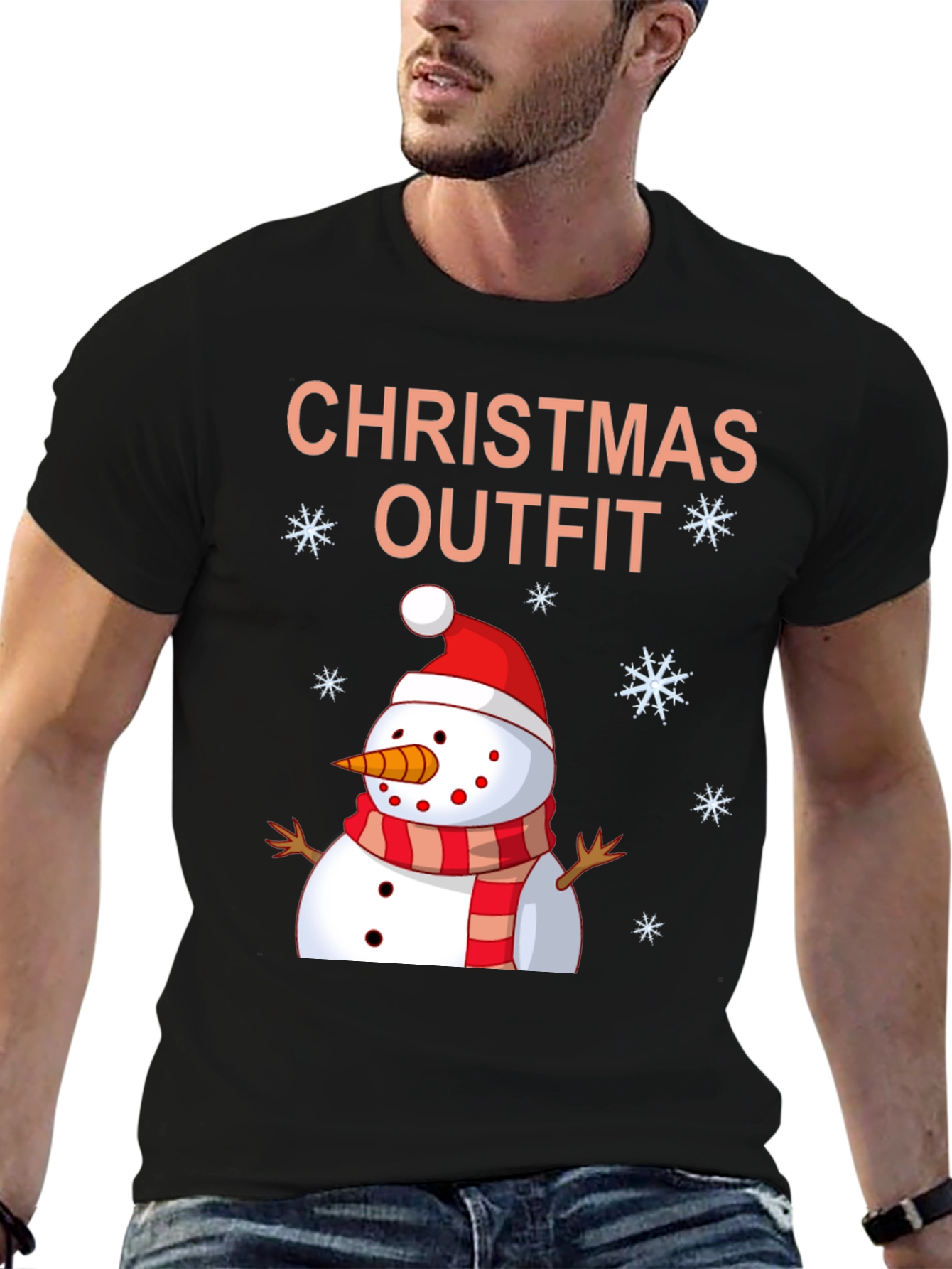 Festive Christmas Outfit Snowman Graphic T-Shirt