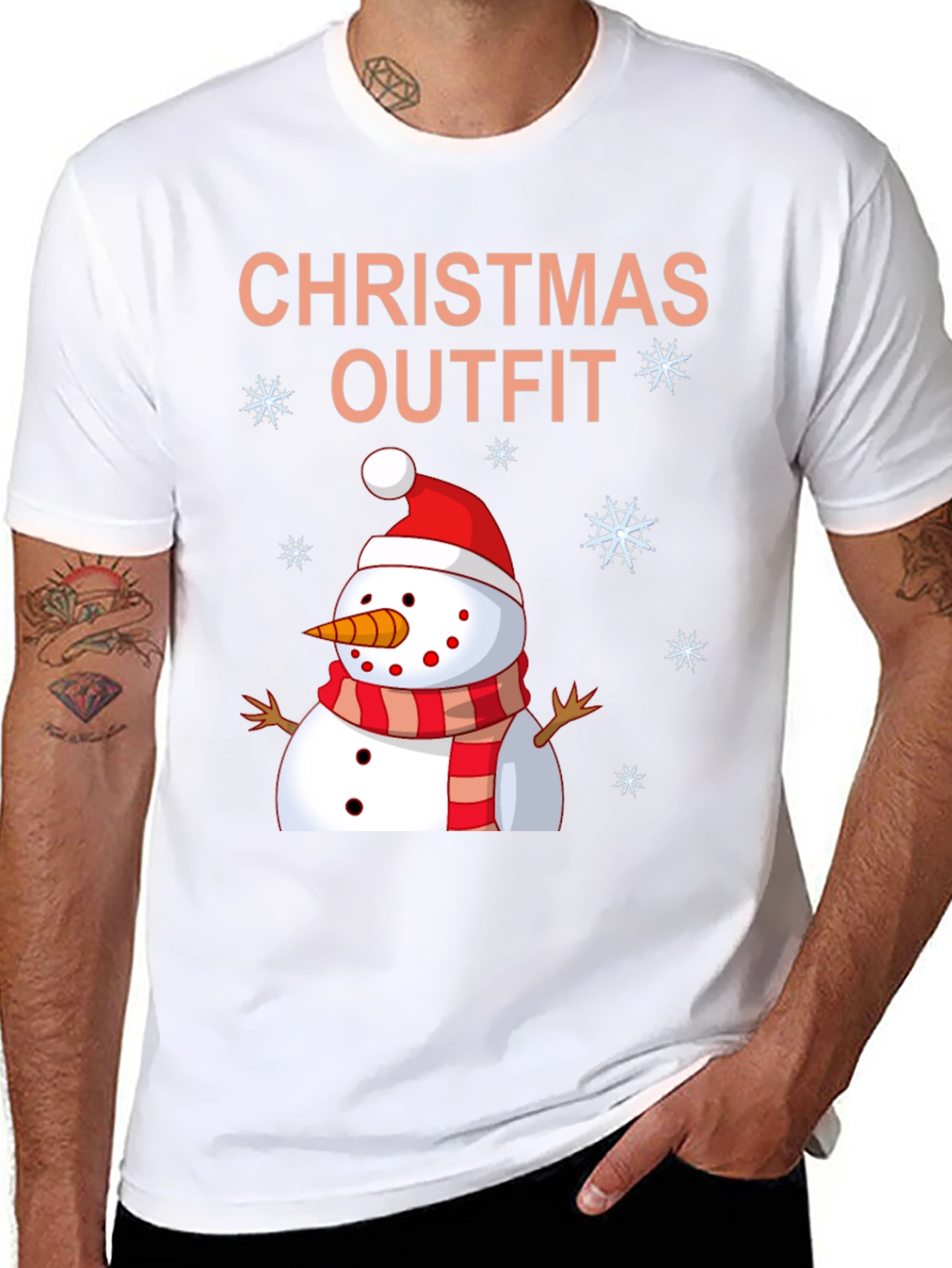 Festive Christmas Outfit Snowman Graphic T-Shirt