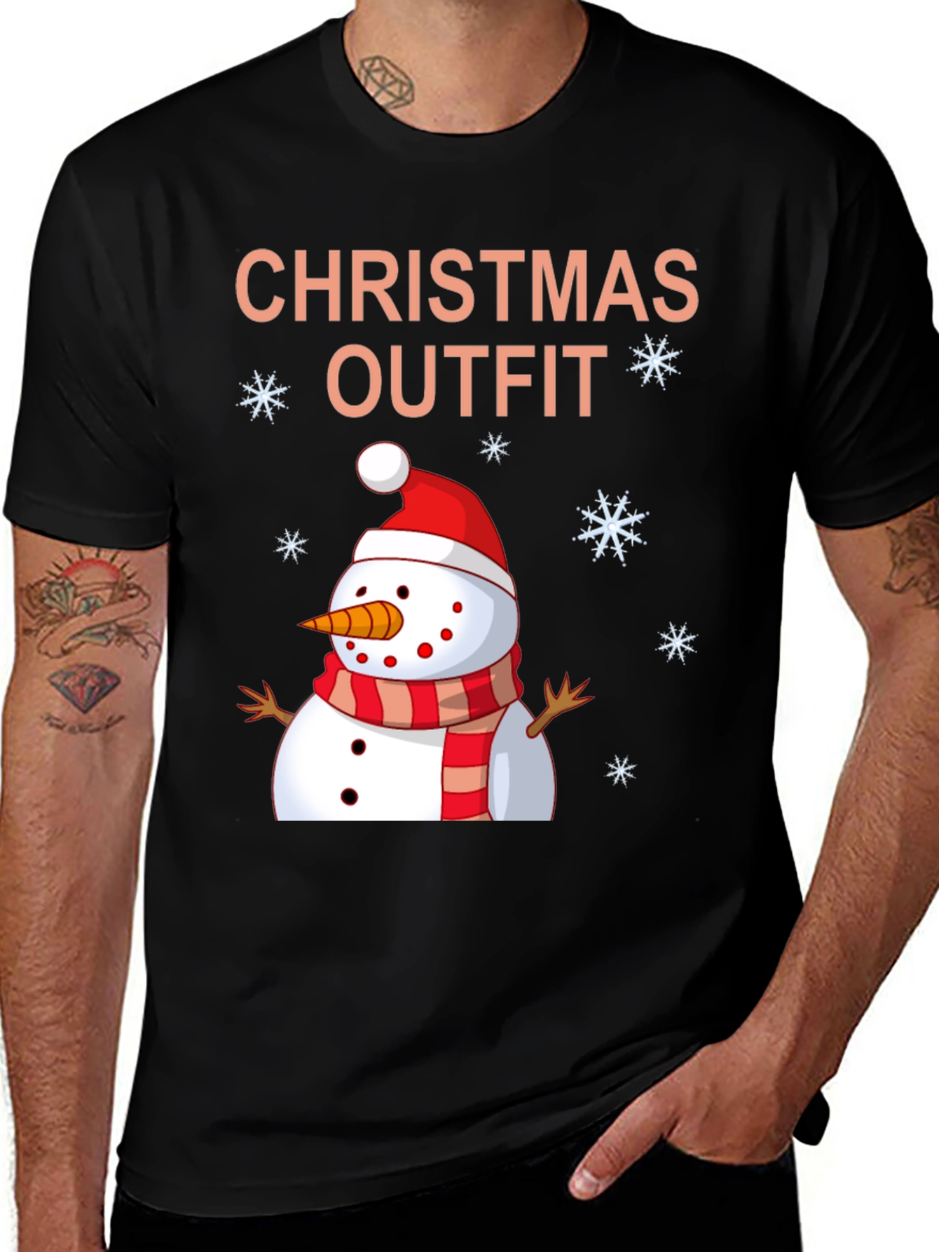 Festive Christmas Outfit Snowman Graphic T-Shirt