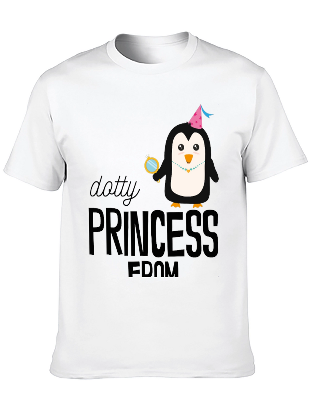 Dotty Princess Penguin Black T-Shirt