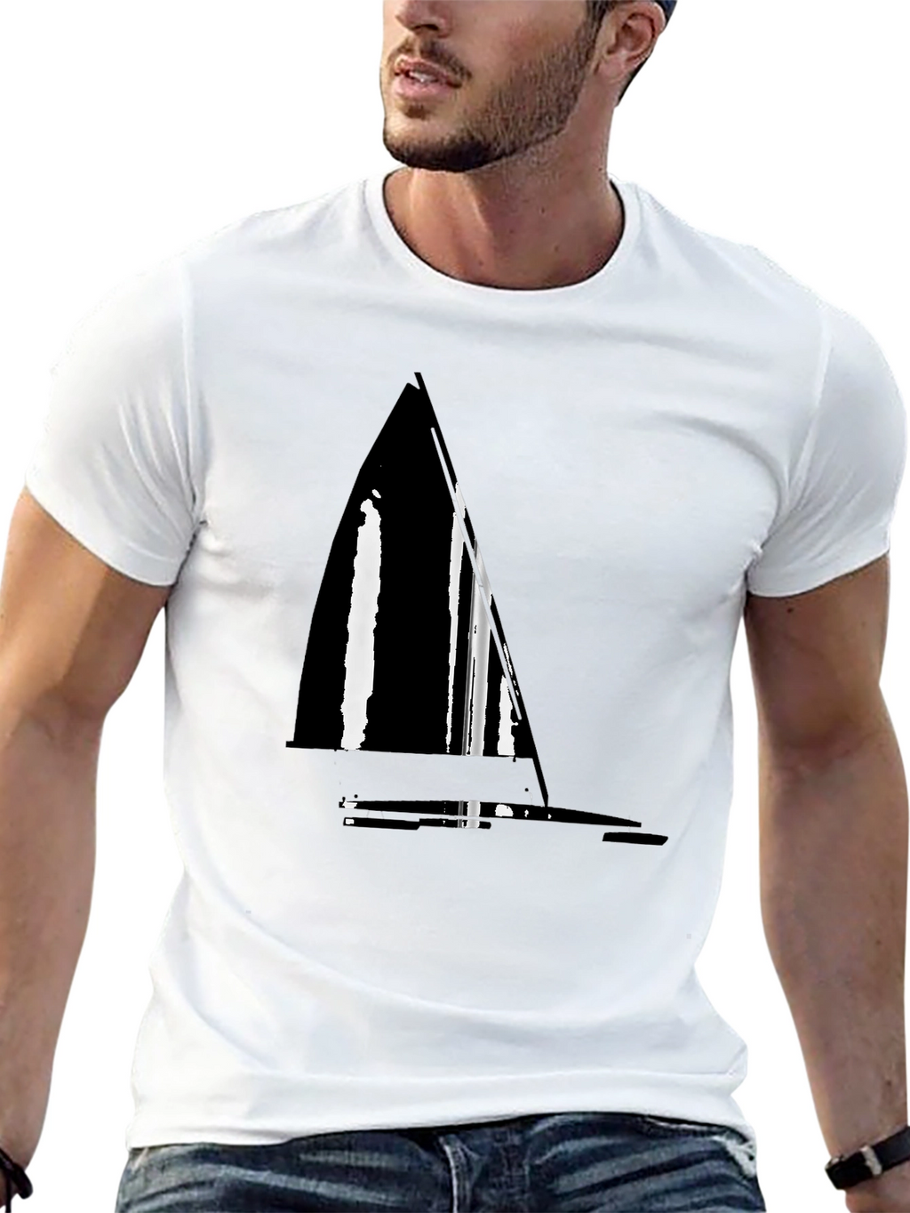 Nautical Sailboat Graphic Tee - Stylish Black T-Shirt
