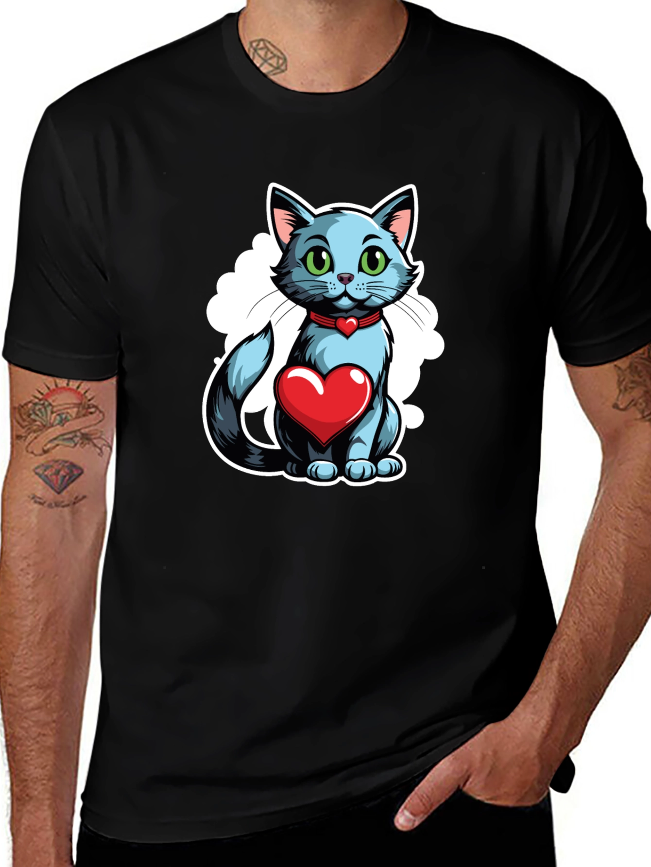 Cat Heart T-Shirt - Stylish Graphic Tee