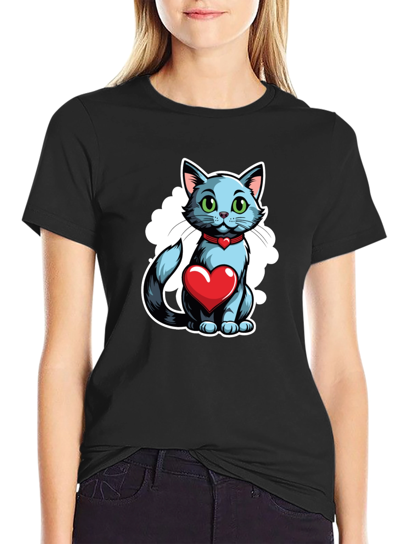 Cat Heart T-Shirt - Stylish Graphic Tee