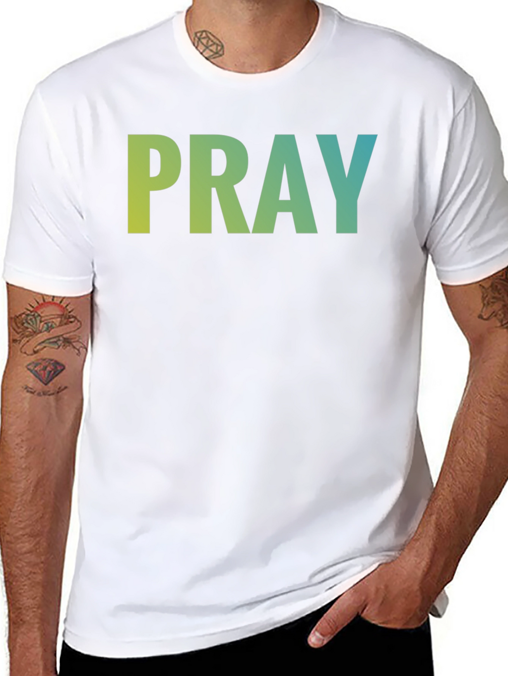 Pray Graphic Tee - Black Cotton Blend T-Shirt