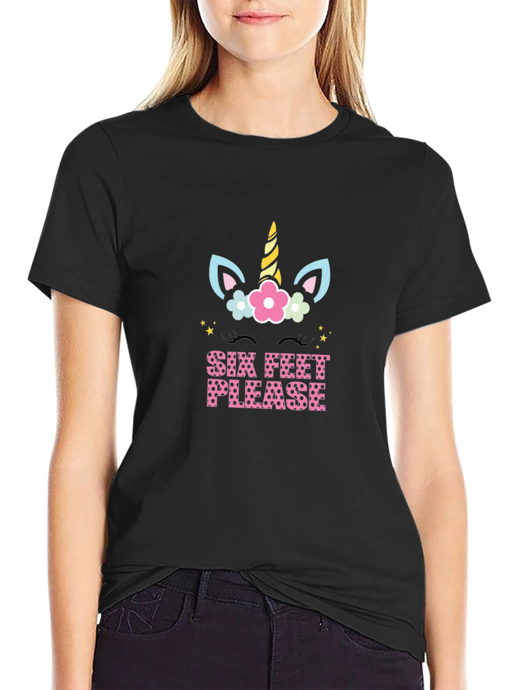 Unicorn Six Feet Please Graphic T-Shirt
