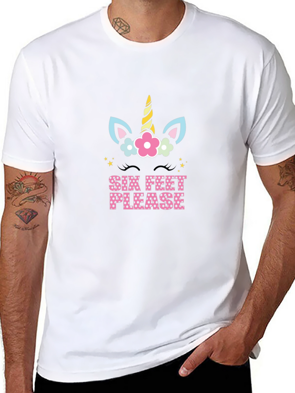Unicorn Six Feet Please Graphic T-Shirt