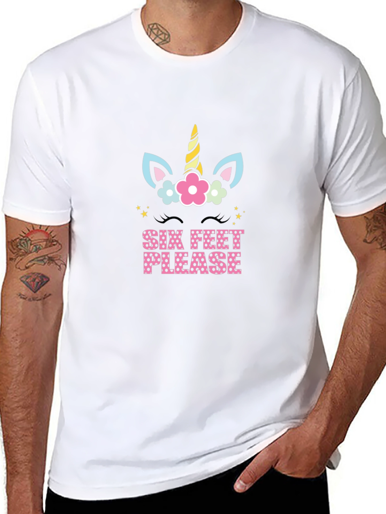 Unicorn Six Feet Please Graphic T-Shirt