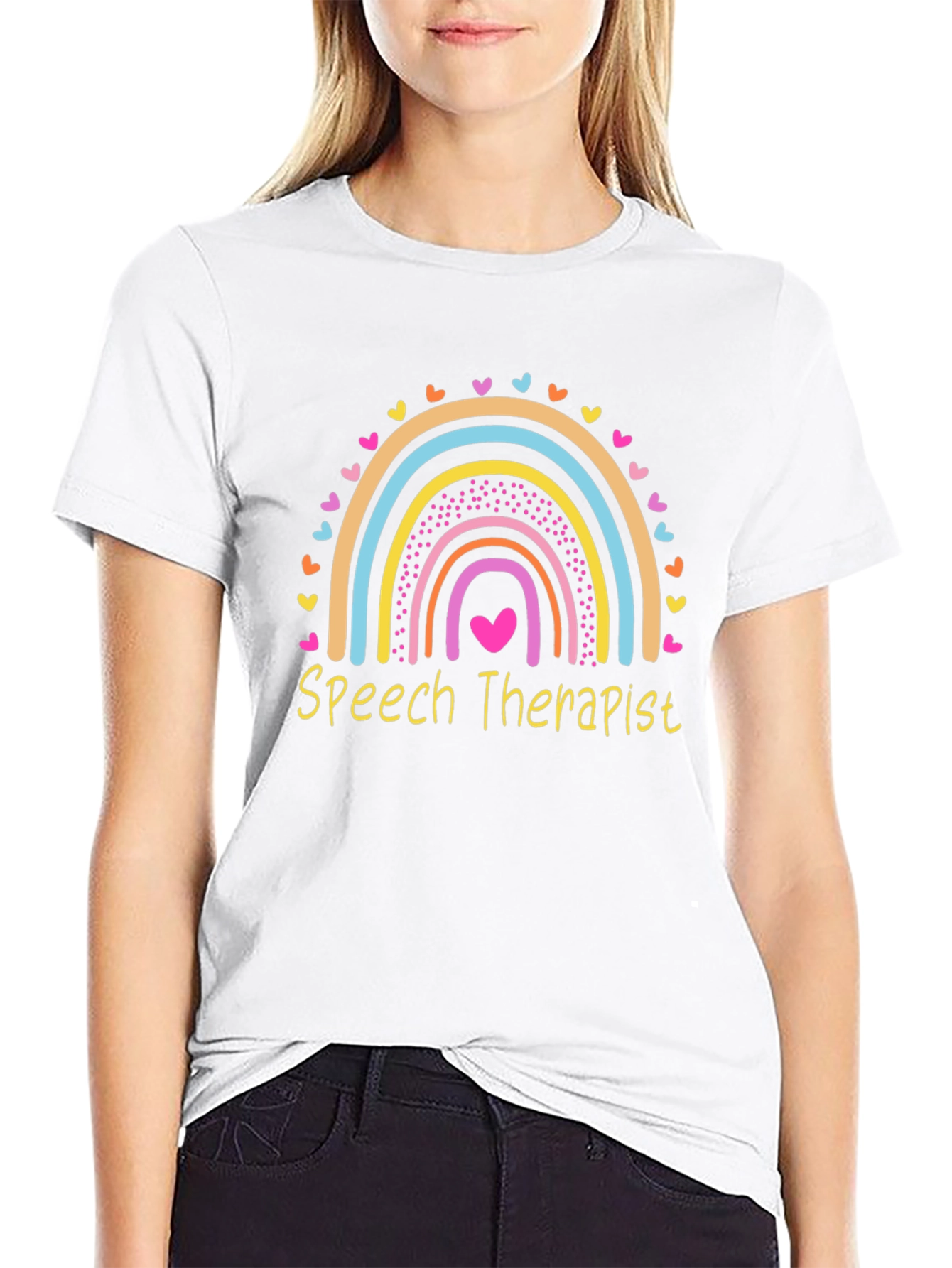 Speech Therapist Rainbow Heart T-Shirt