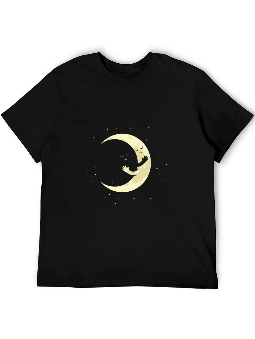 Cute Moon Hug Graphic T-Shirt - Black