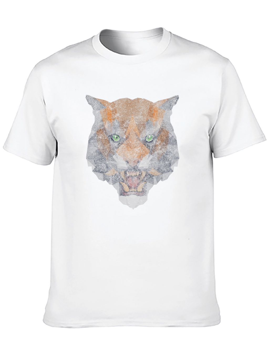 Geometric Tiger Graphic Print Black T-Shirt