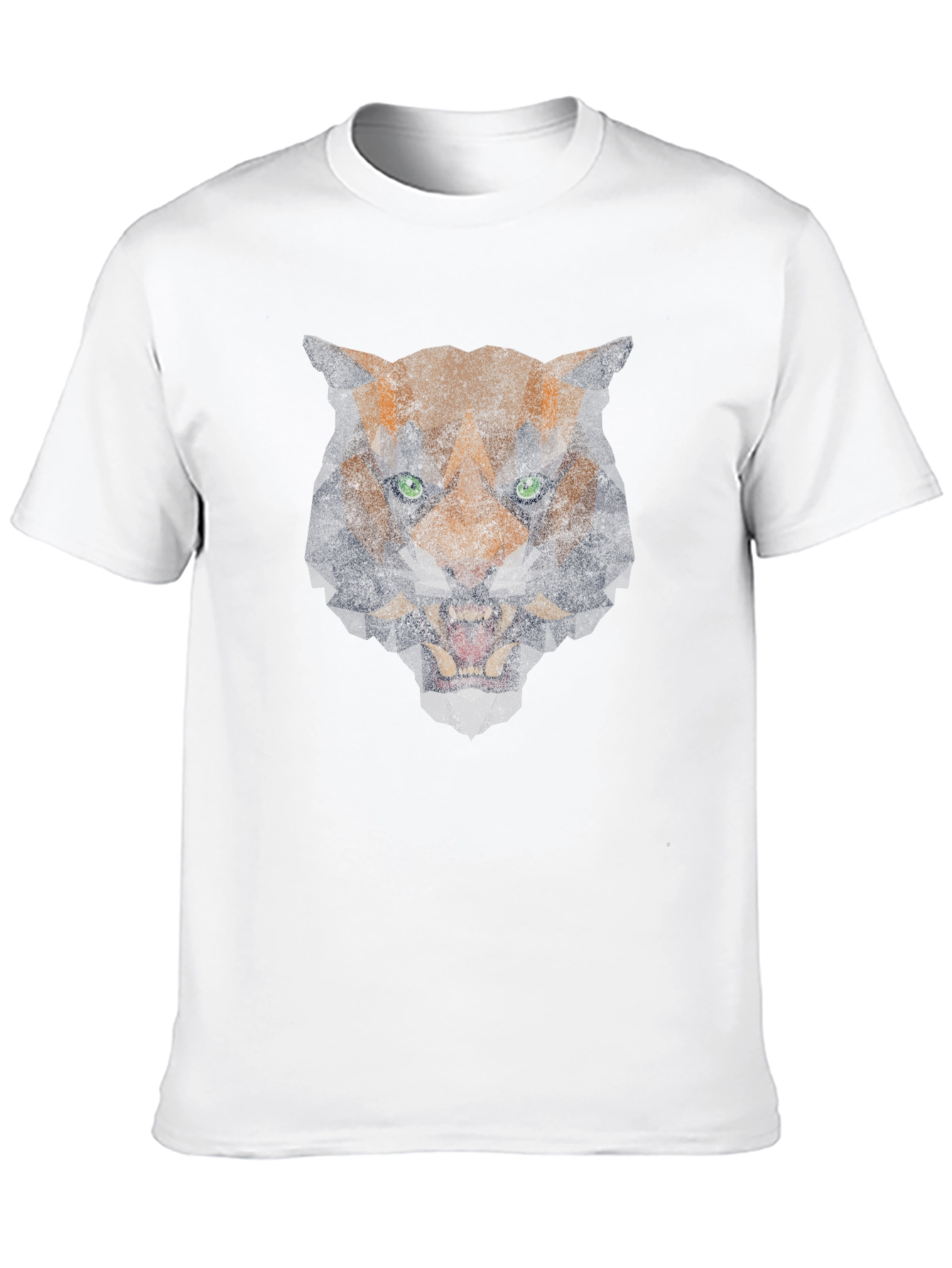 Geometric Tiger Graphic Print Black T-Shirt