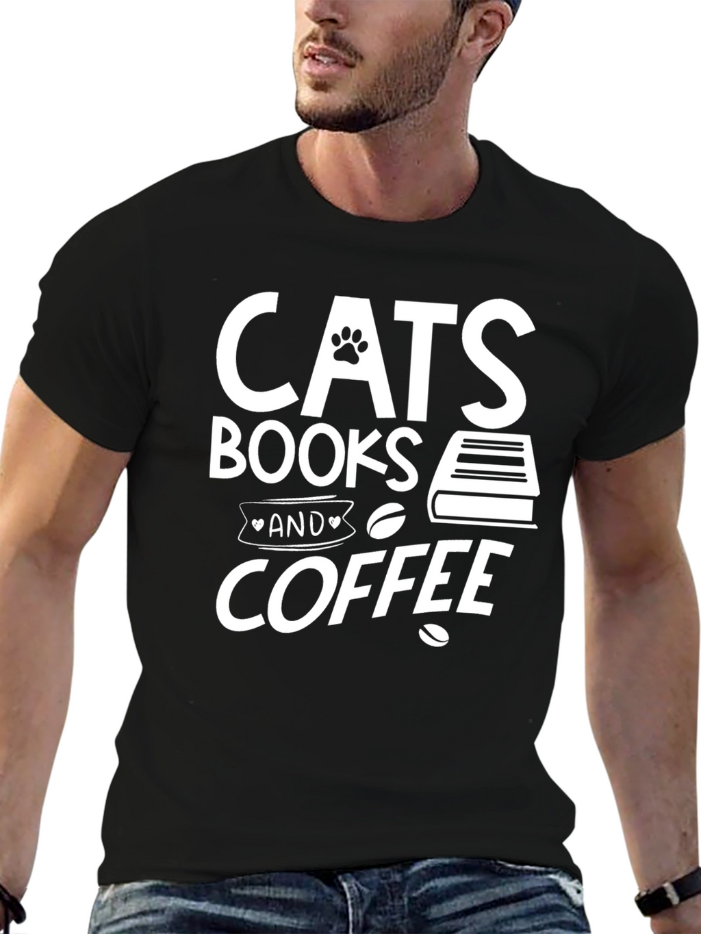 Cats Books and Coffee Graphic Tee