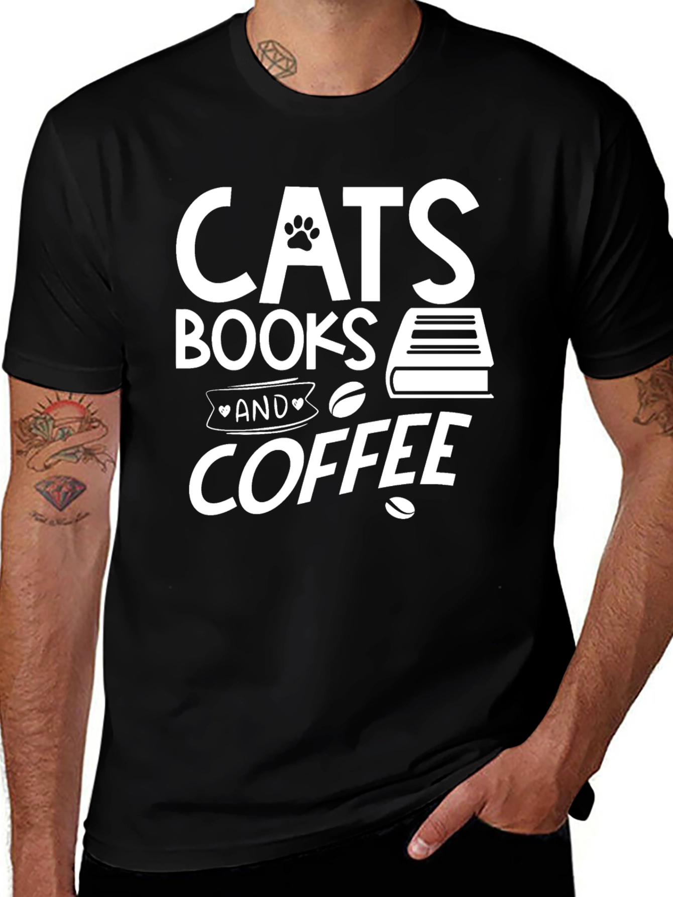 Cats Books and Coffee Graphic Tee