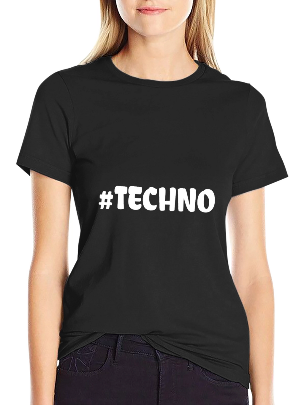 Techno Graphic Tee - Black Cotton Blend T-Shirt