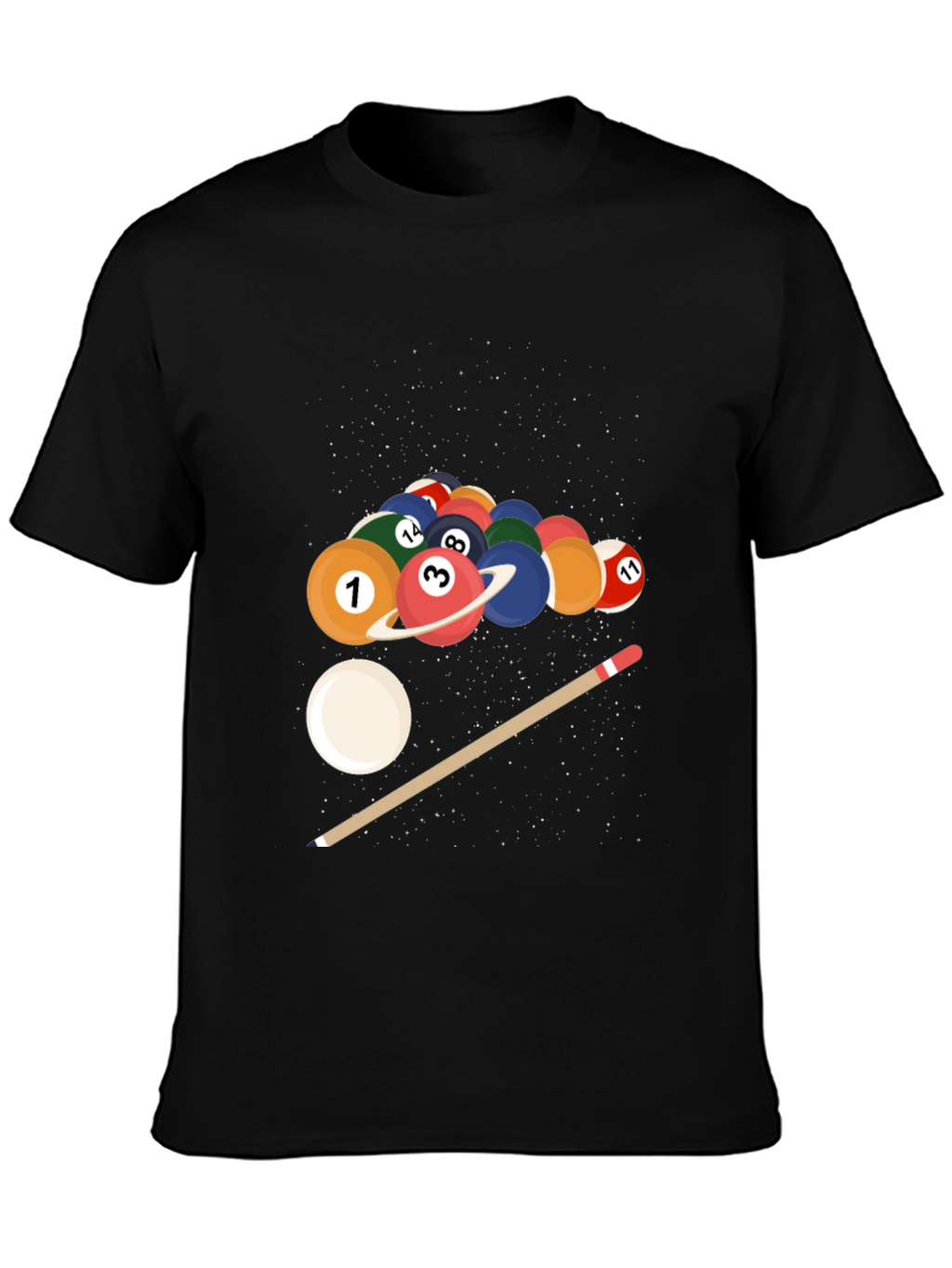 Cosmic Pool Ball Graphic Tee - Black
