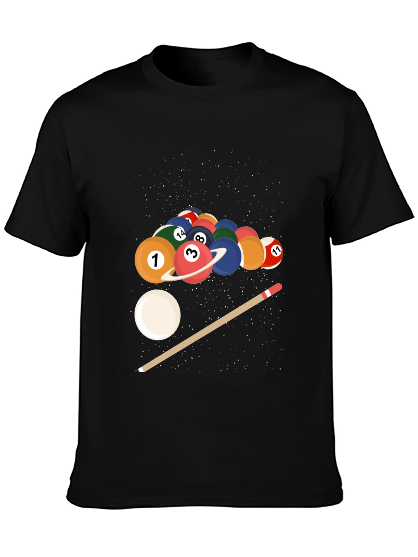 Cosmic Pool Ball Graphic Tee - Black