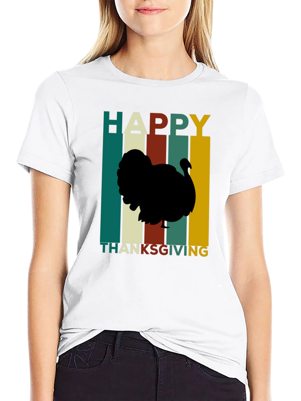 Happy Thanksgiving Turkey Silhouette T-Shirt